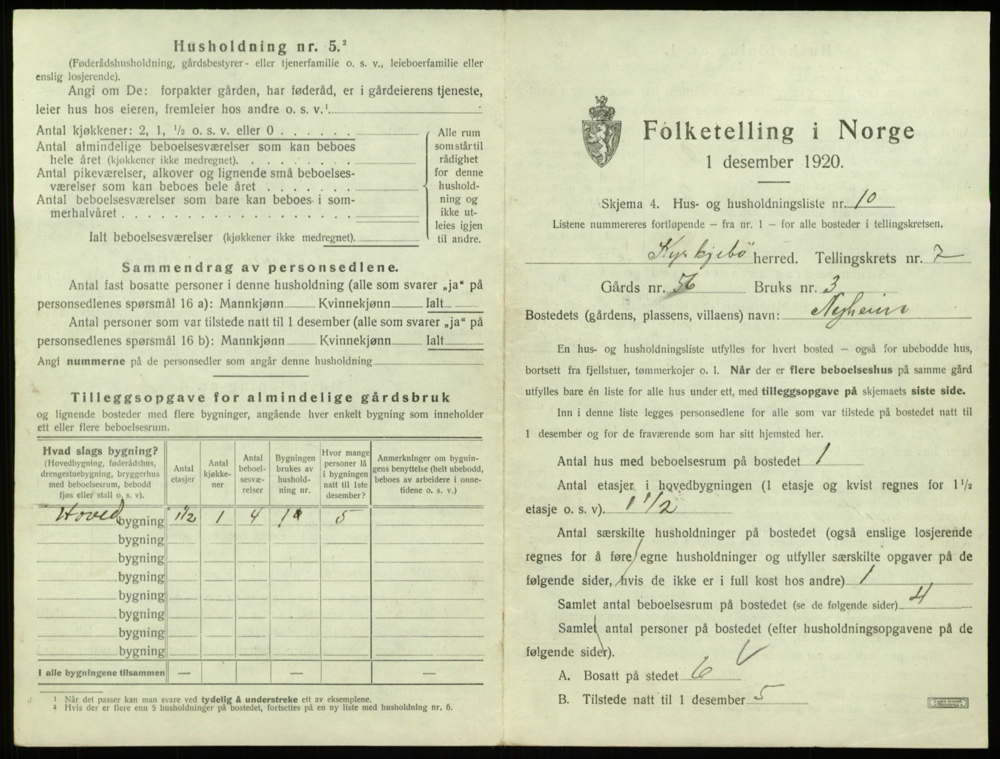 SAB, 1920 census for Kyrkjebø, 1920, p. 507