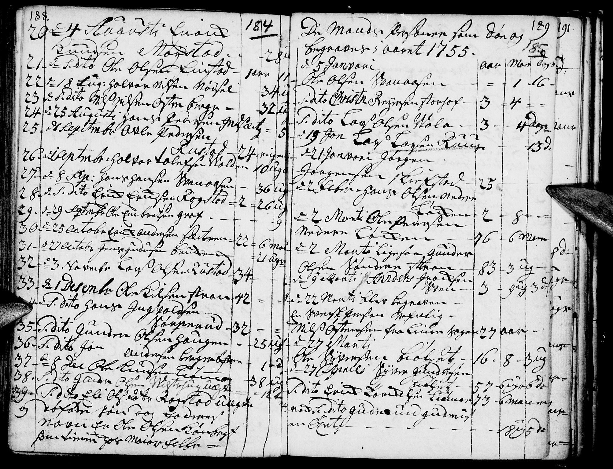 Elverum prestekontor, AV/SAH-PREST-044/H/Ha/Haa/L0002: Parish register (official) no. 2, 1751-1756, p. 184-185