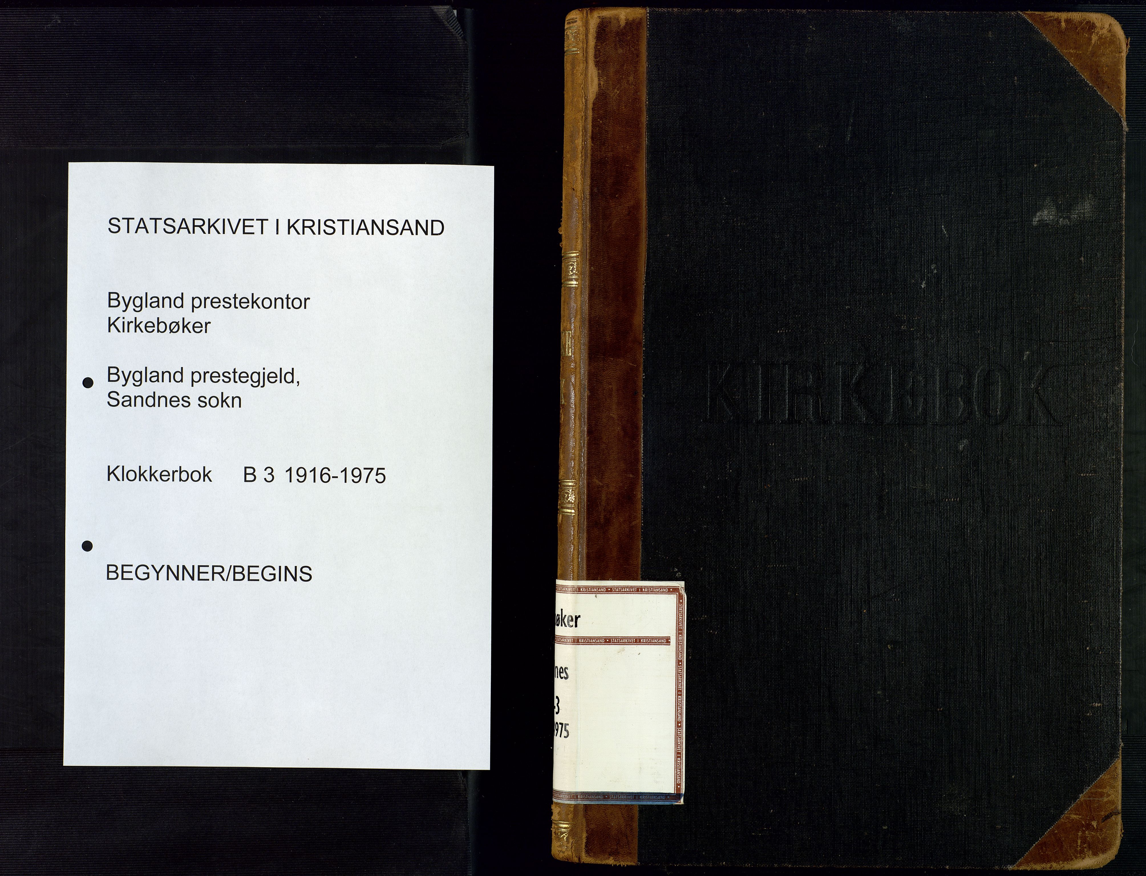 Bygland sokneprestkontor, AV/SAK-1111-0006/F/Fb/Fbc/L0003: Parish register (copy) no. B 3, 1916-1975