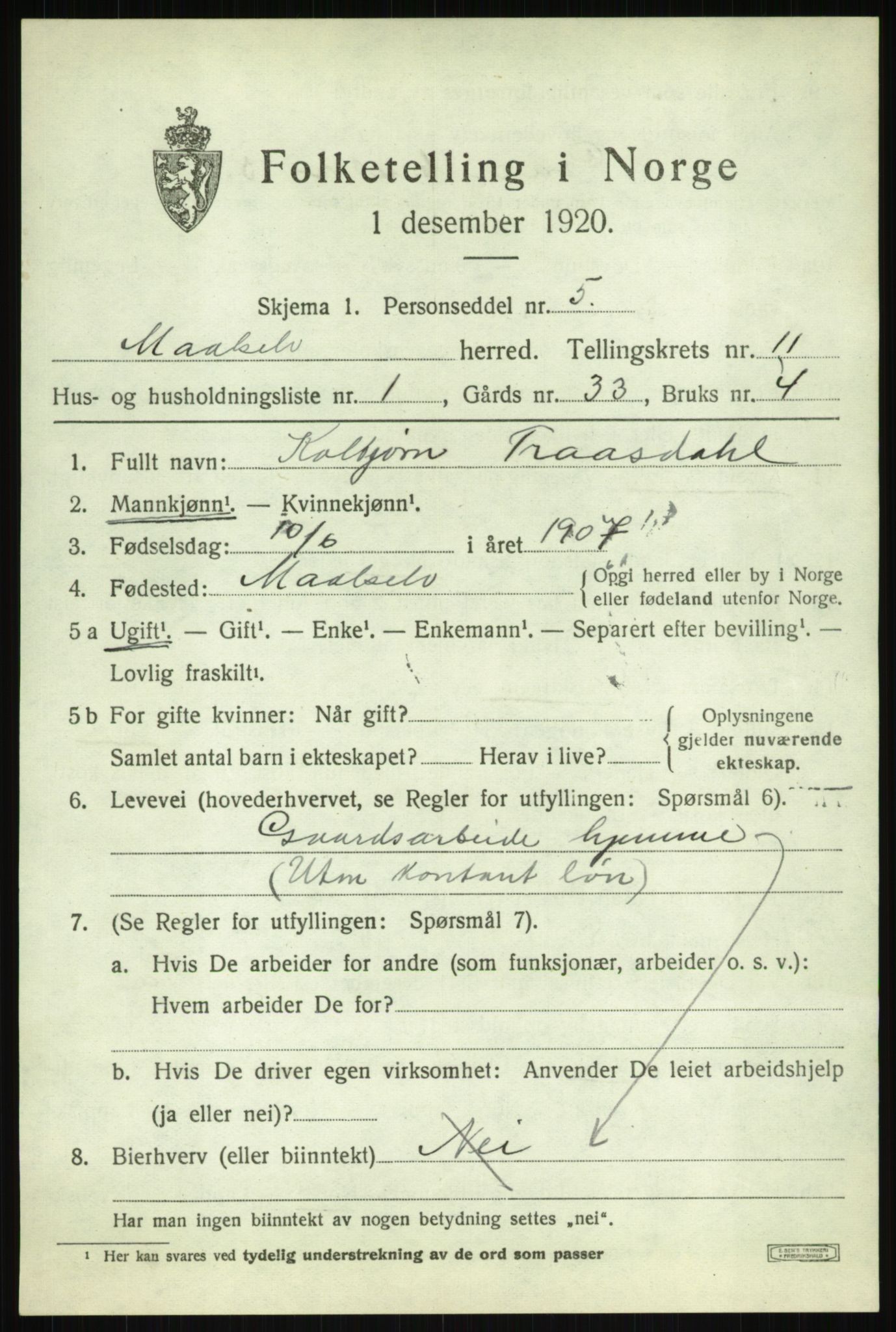 SATØ, 1920 census for Målselv, 1920, p. 6047