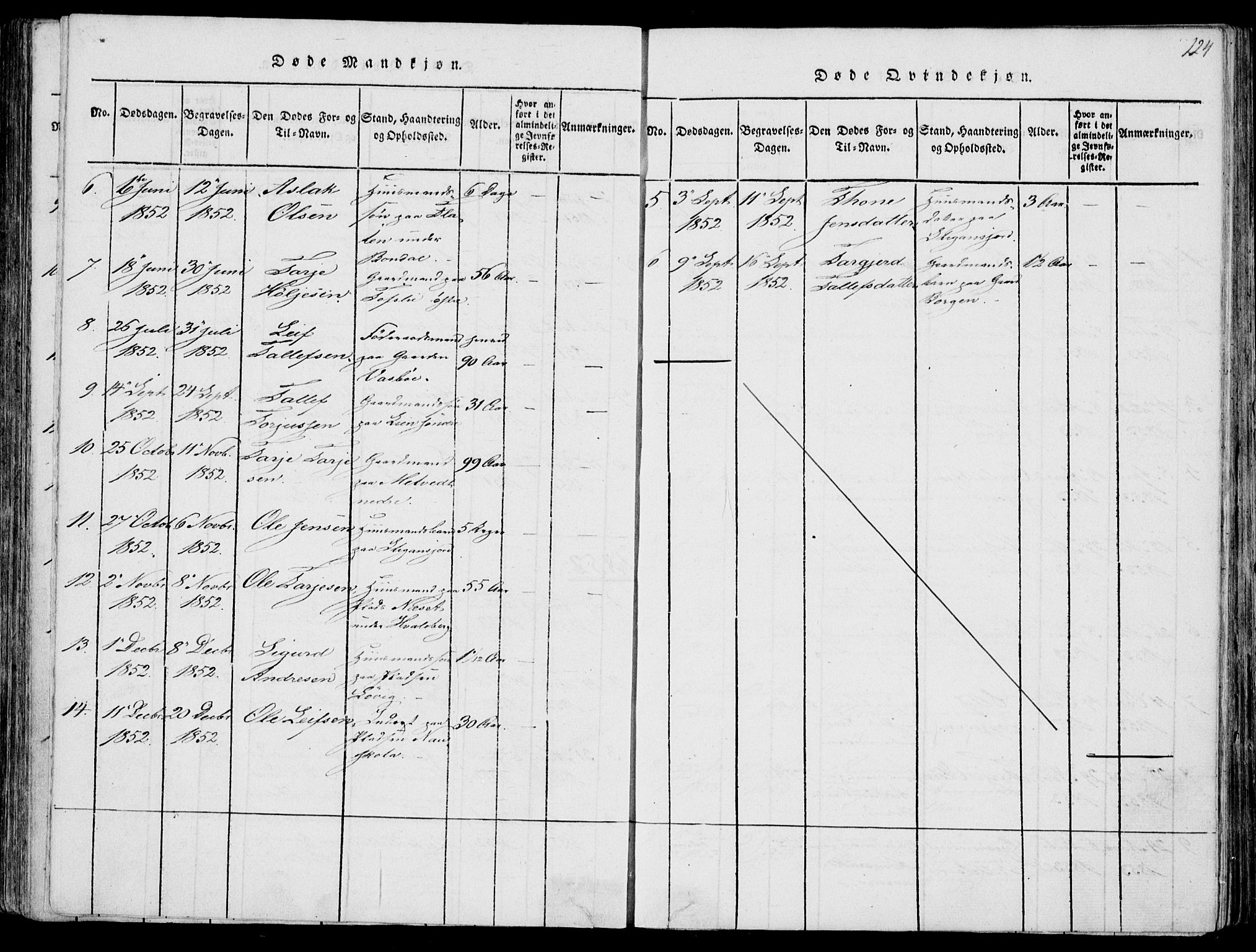 Fyresdal kirkebøker, SAKO/A-263/F/Fa/L0004: Parish register (official) no. I 4, 1815-1854, p. 124