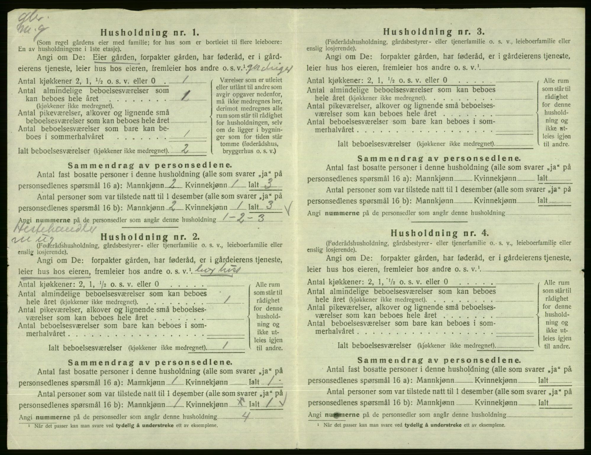 SAB, 1920 census for Vossestrand, 1920, p. 171