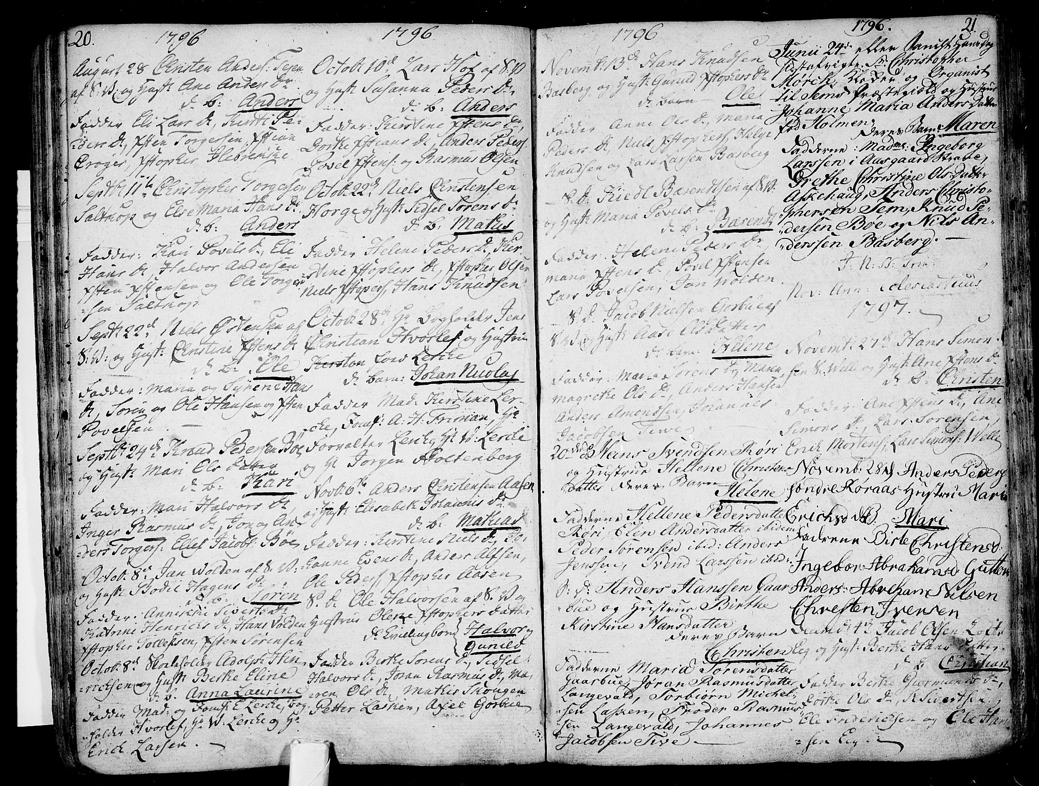 Sem kirkebøker, AV/SAKO-A-5/F/Fb/L0003: Parish register (official) no. II 3, 1792-1814, p. 20-21