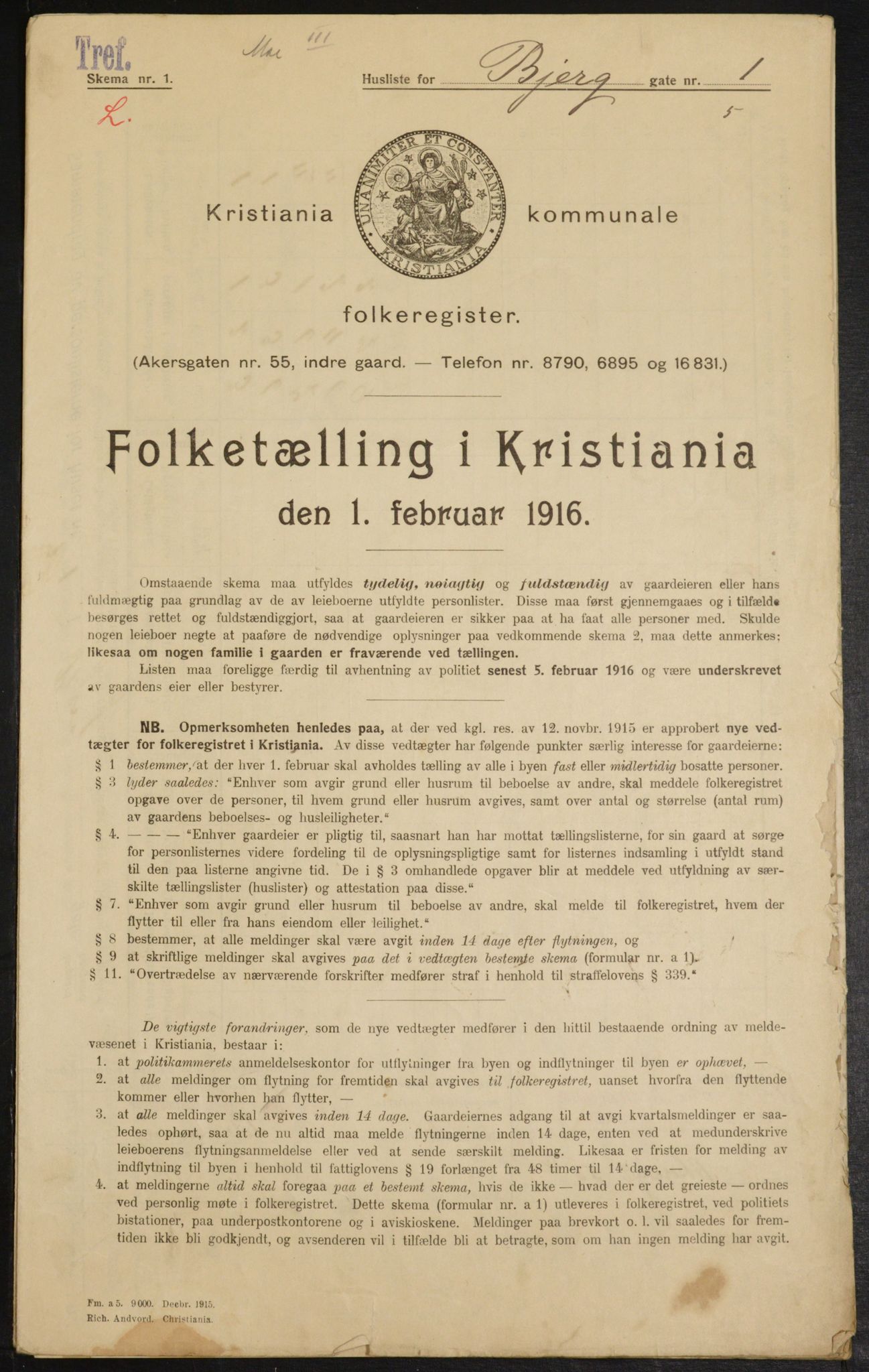 OBA, Municipal Census 1916 for Kristiania, 1916, p. 5507