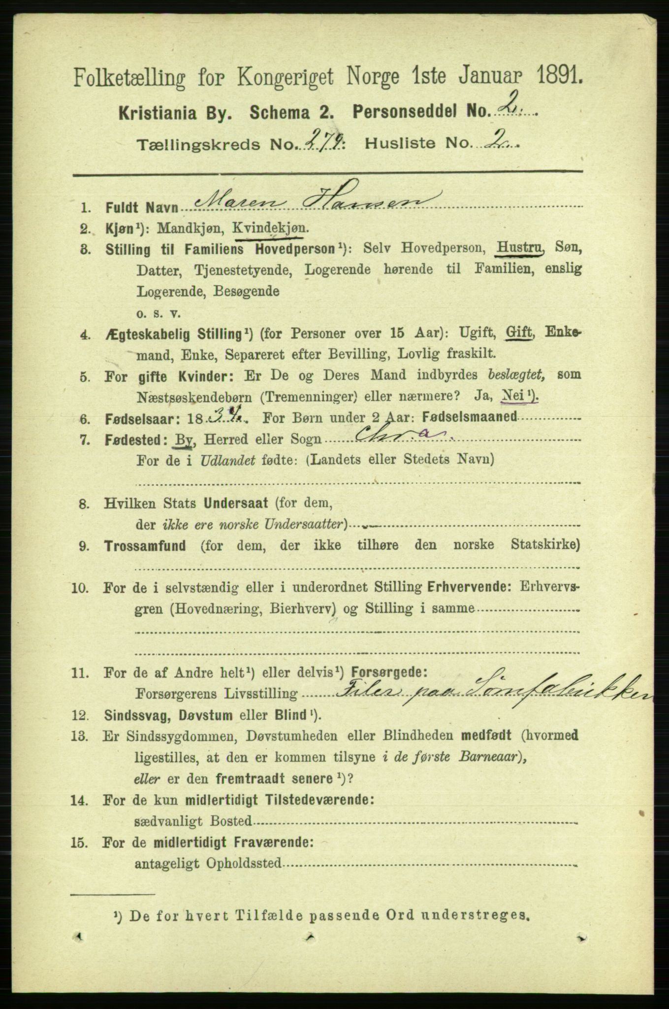 RA, 1891 census for 0301 Kristiania, 1891, p. 169378