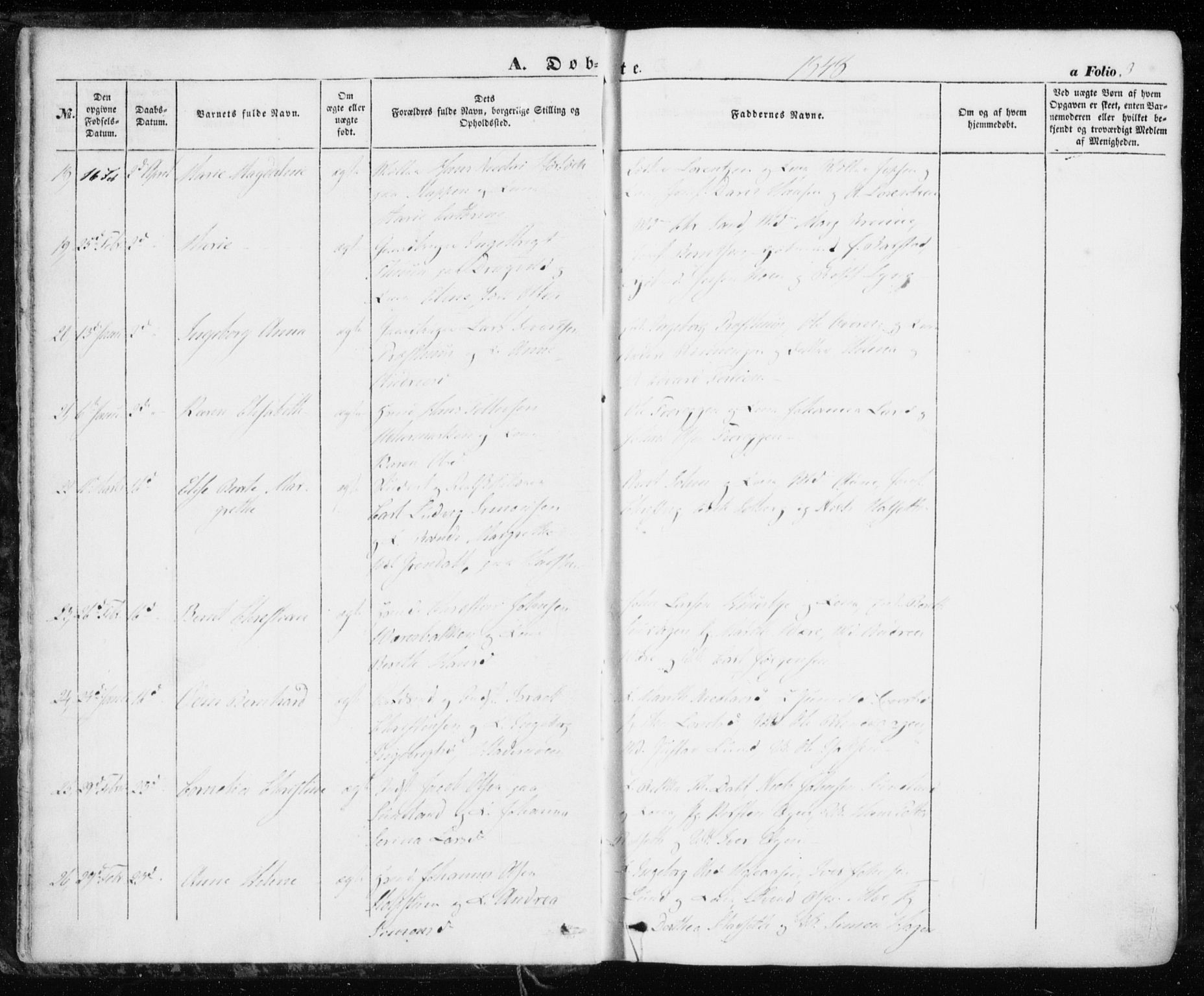 Ministerialprotokoller, klokkerbøker og fødselsregistre - Sør-Trøndelag, AV/SAT-A-1456/606/L0291: Parish register (official) no. 606A06, 1848-1856, p. 3