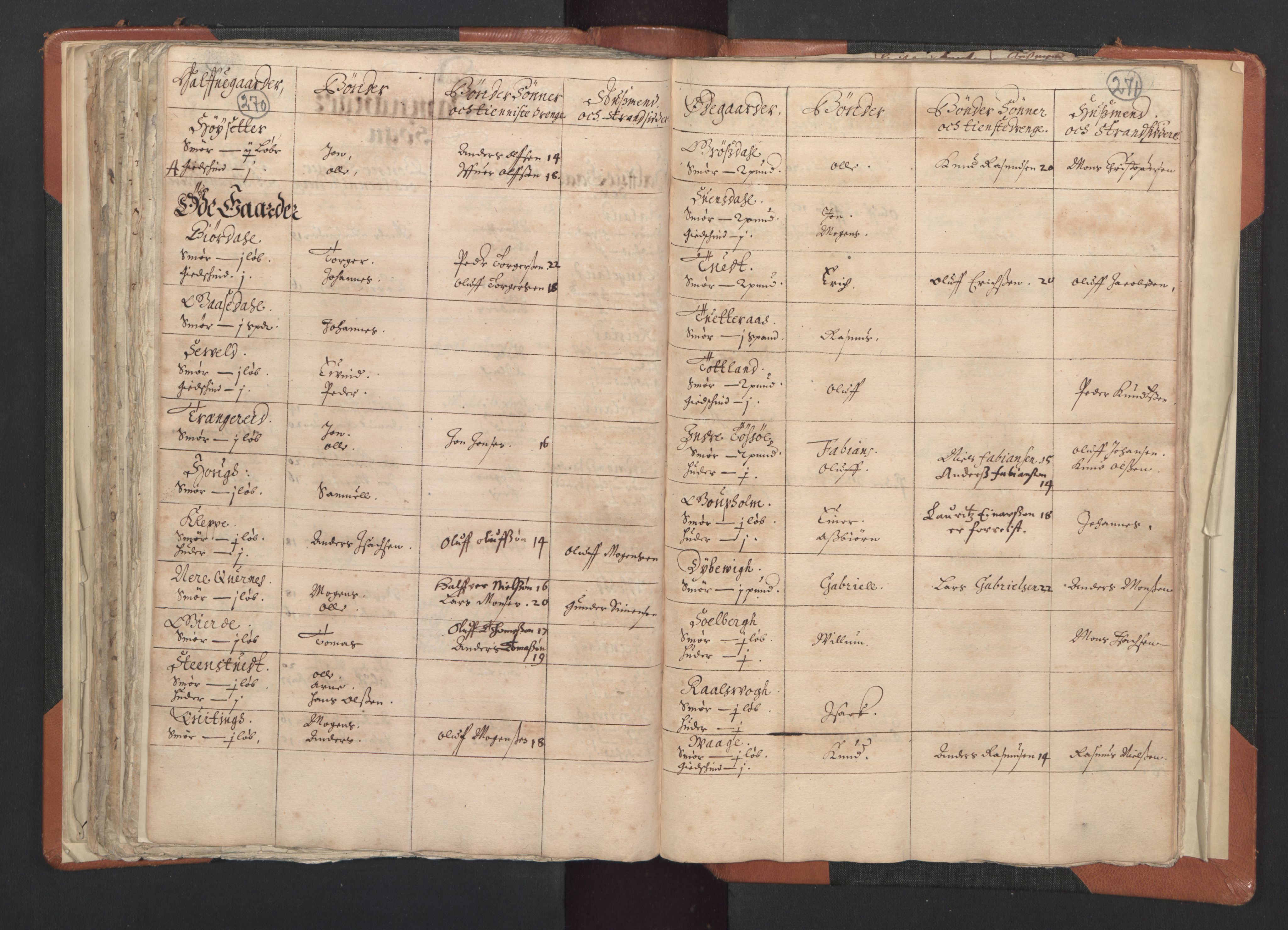 RA, Vicar's Census 1664-1666, no. 20: Sunnhordland deanery, 1664-1666, p. 270-271