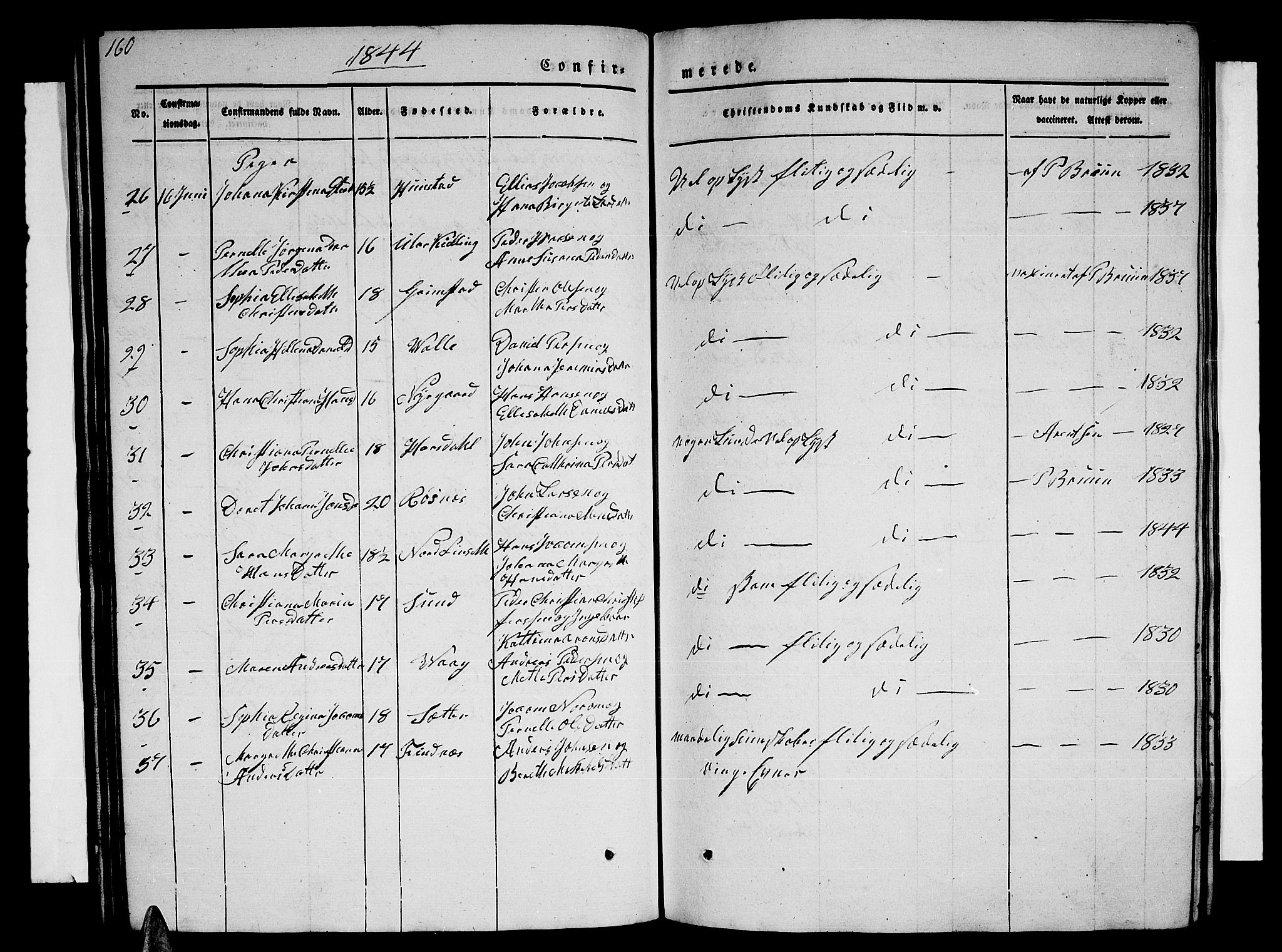 Ministerialprotokoller, klokkerbøker og fødselsregistre - Nordland, AV/SAT-A-1459/805/L0106: Parish register (copy) no. 805C02, 1841-1861, p. 160