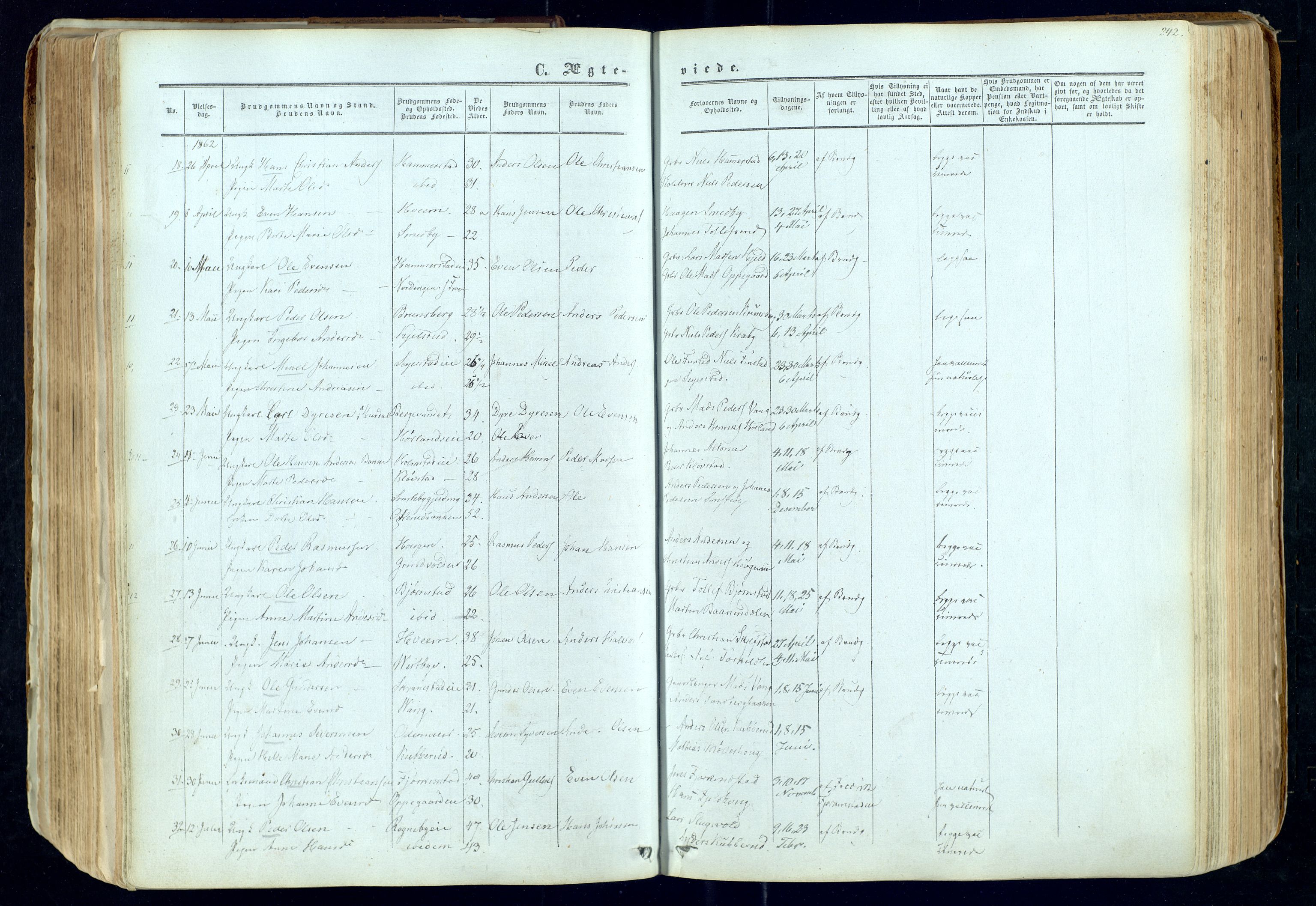 Østre Toten prestekontor, SAH/PREST-104/H/Ha/Haa/L0004: Parish register (official) no. 4, 1857-1865, p. 242