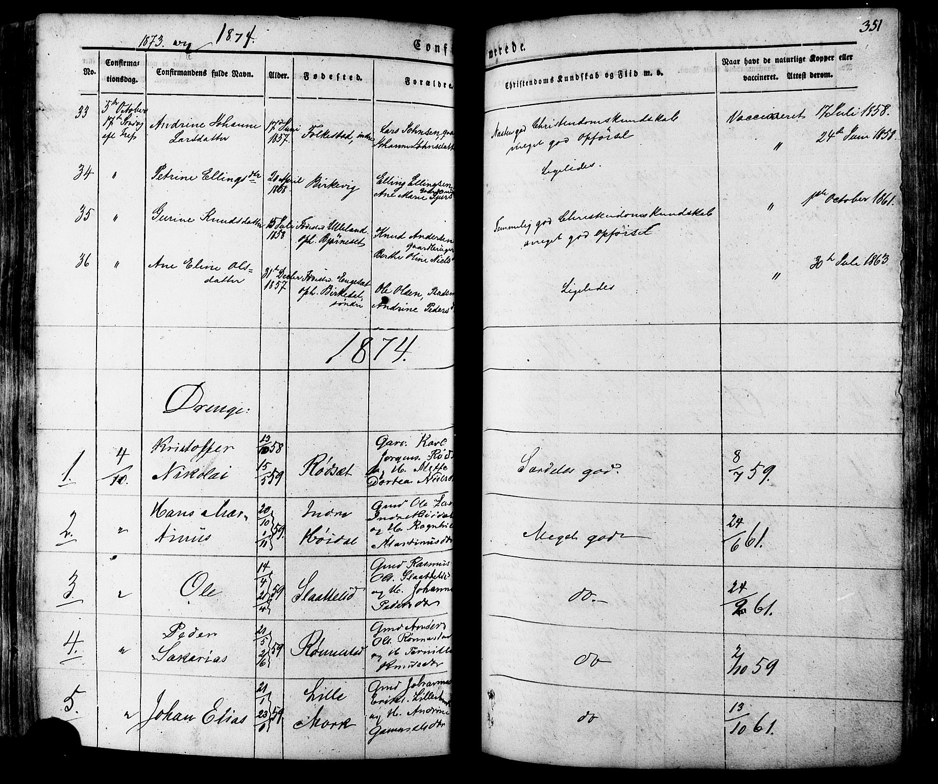 Ministerialprotokoller, klokkerbøker og fødselsregistre - Møre og Romsdal, SAT/A-1454/511/L0140: Parish register (official) no. 511A07, 1851-1878, p. 351