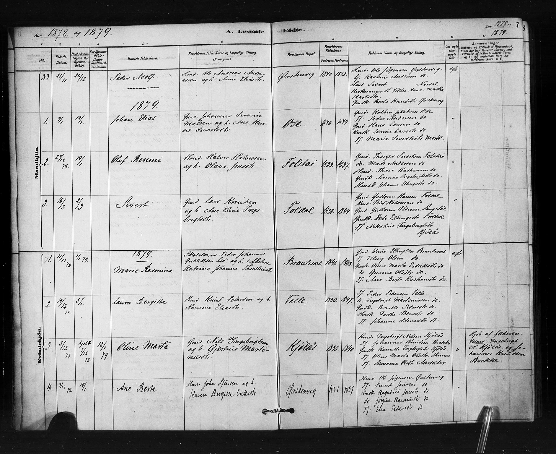 Ministerialprotokoller, klokkerbøker og fødselsregistre - Møre og Romsdal, AV/SAT-A-1454/513/L0176: Parish register (official) no. 513A03, 1877-1889, p. 7