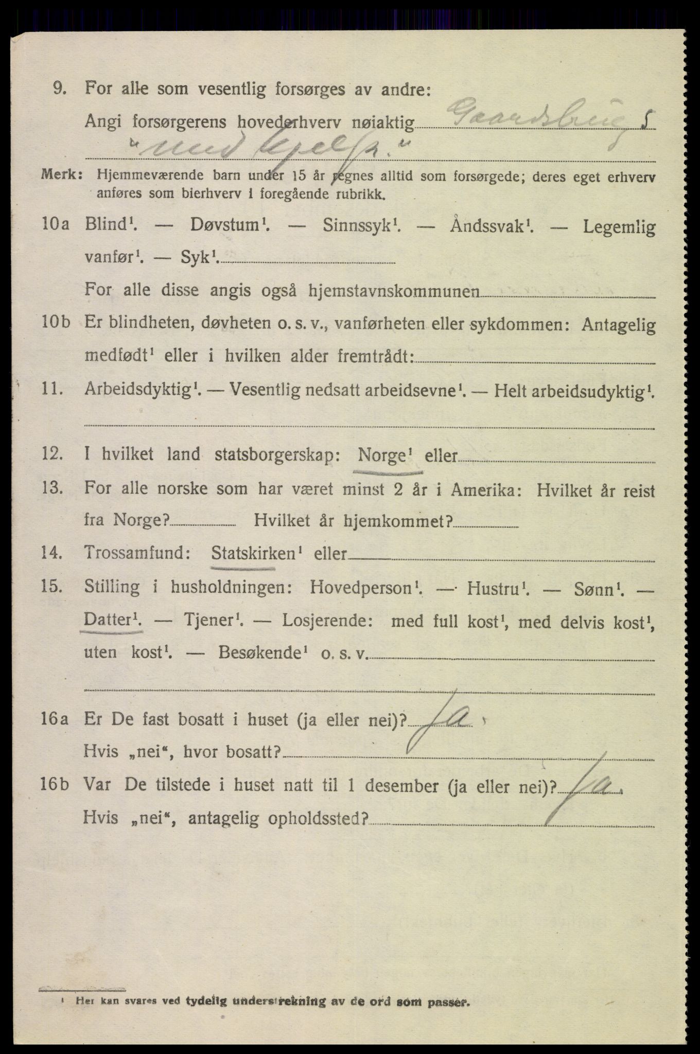 SAK, 1920 census for Fjotland, 1920, p. 941
