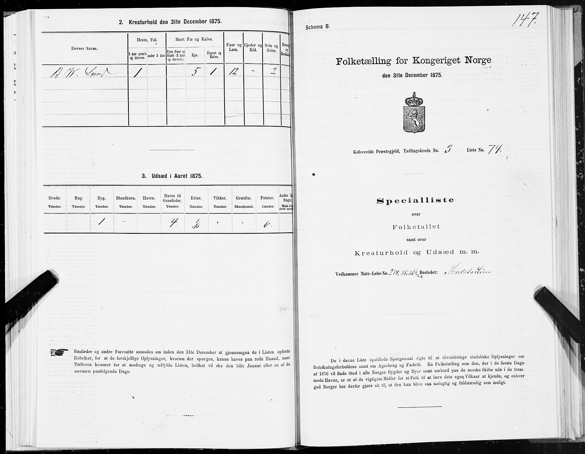 SAT, 1875 census for 1752P Kolvereid, 1875, p. 2147