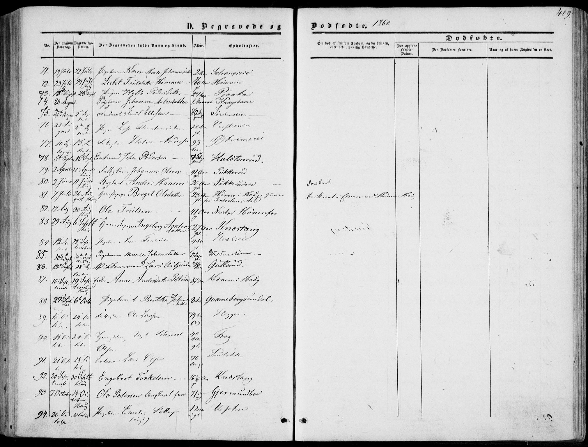 Norderhov kirkebøker, AV/SAKO-A-237/F/Fa/L0012: Parish register (official) no. 12, 1856-1865, p. 409