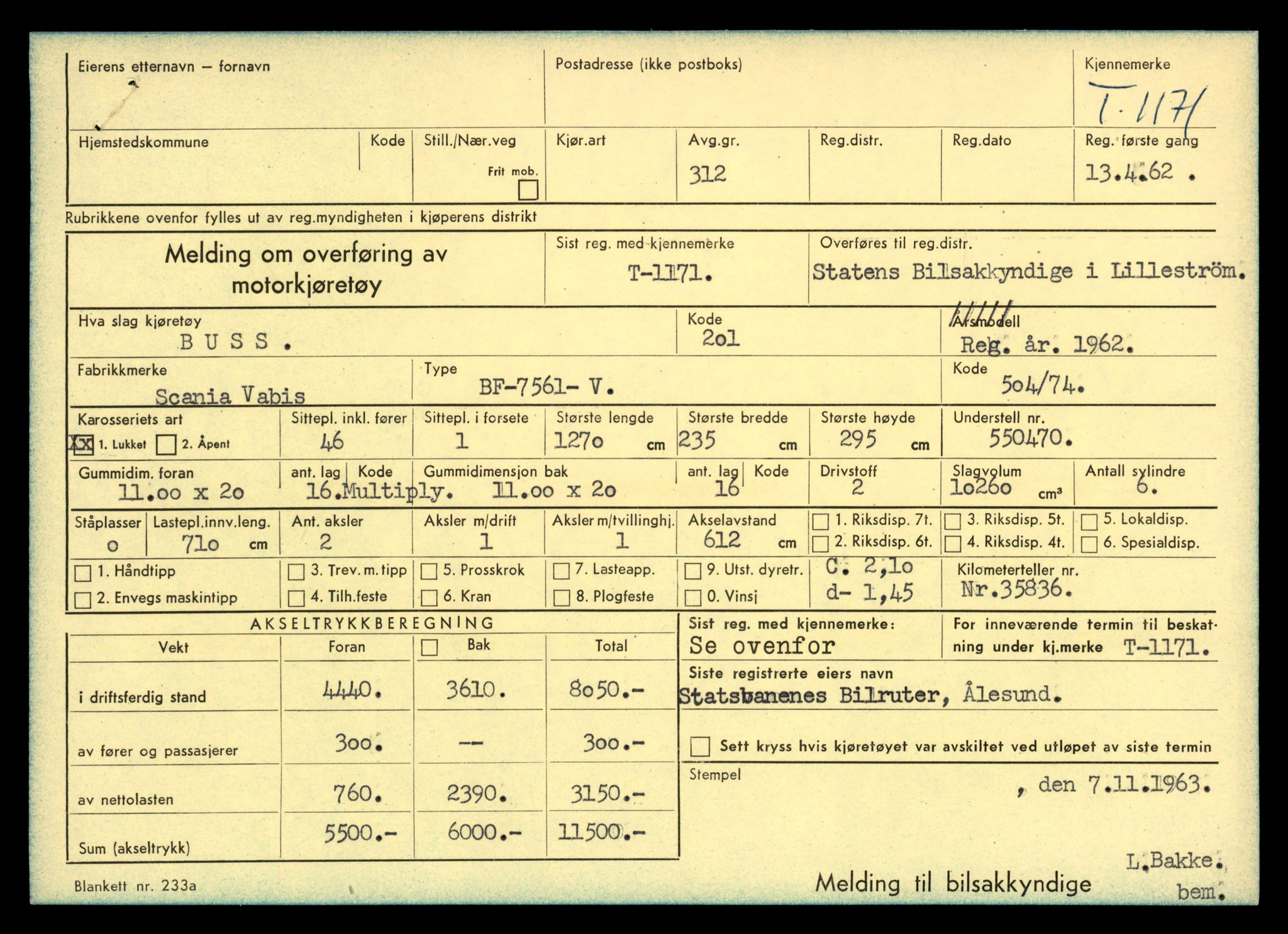 Møre og Romsdal vegkontor - Ålesund trafikkstasjon, AV/SAT-A-4099/F/Fe/L0011: Registreringskort for kjøretøy T 1170 - T 1289, 1927-1998, p. 39