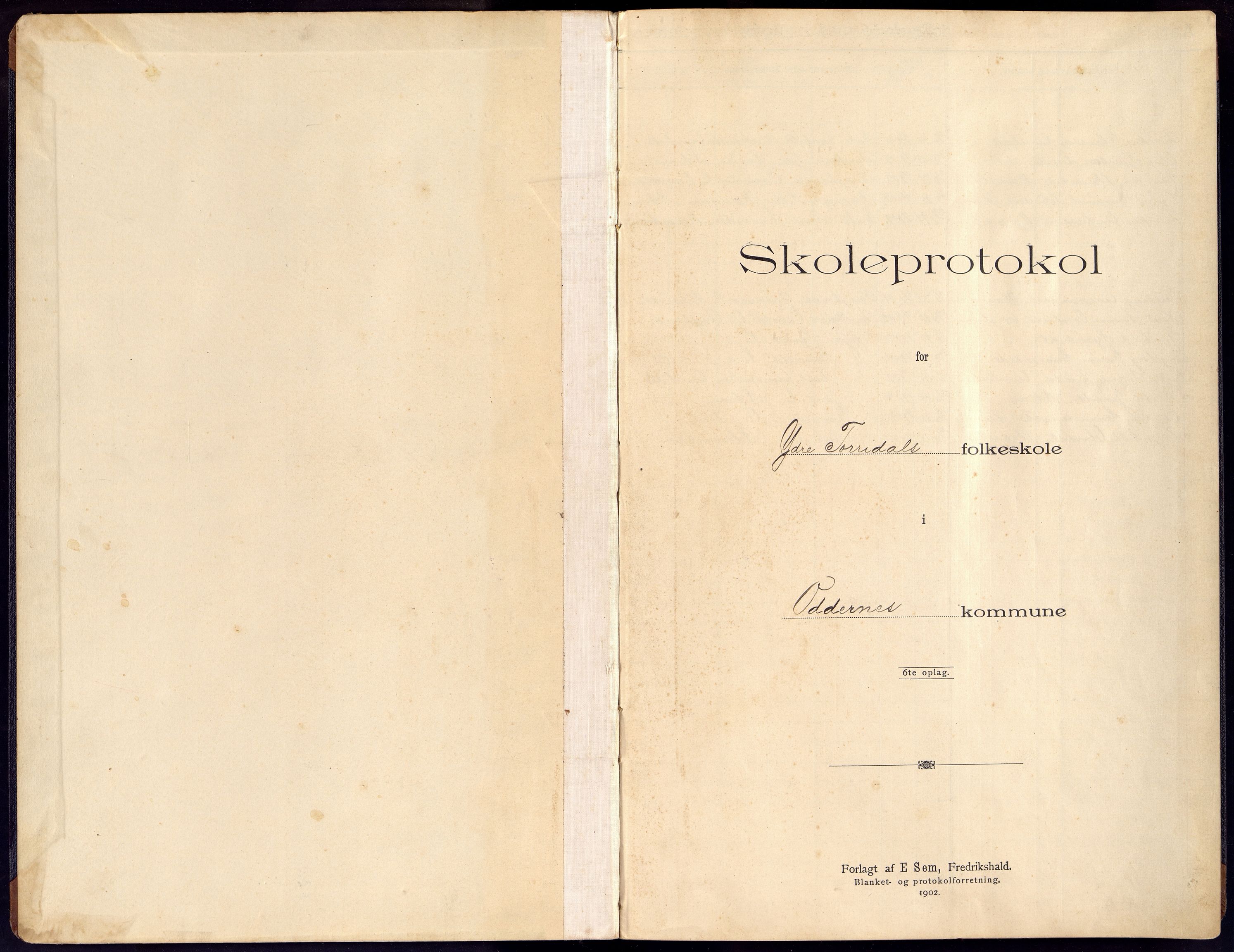 Oddernes kommune - Ytre Torridal skolekrets, ARKSOR/1001OD555/H/L0003: Skoleprotokoll, 1902-1914