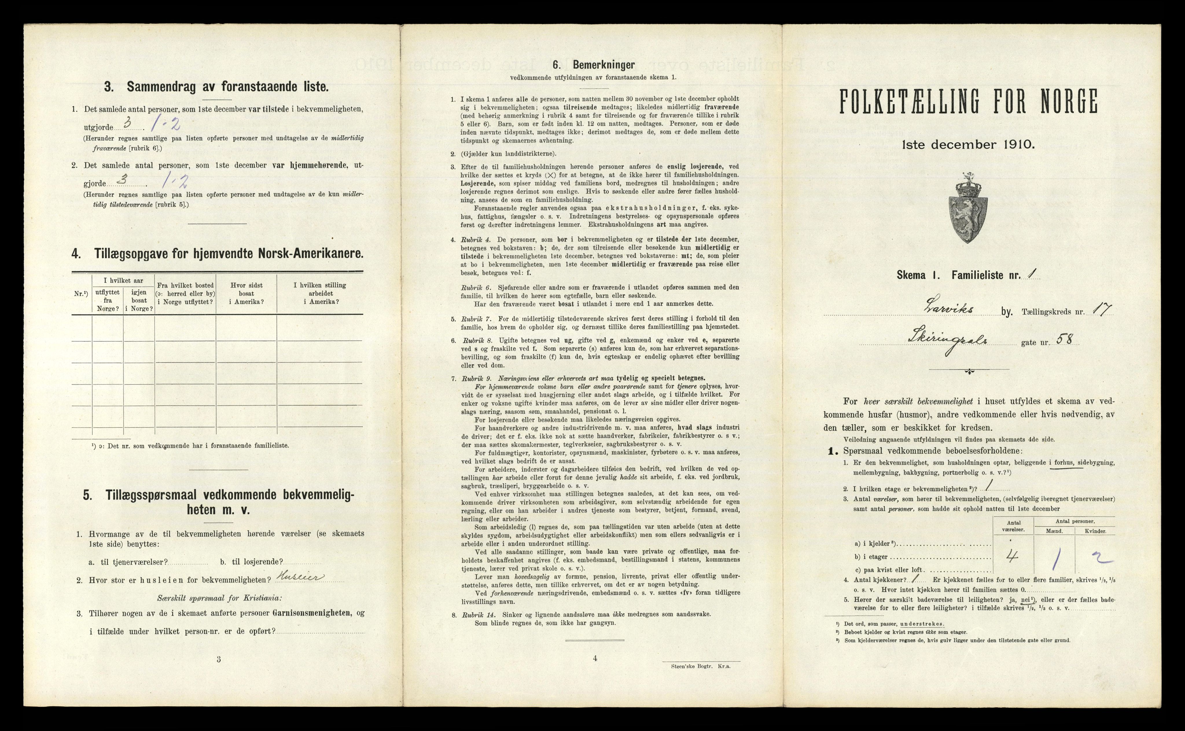 RA, 1910 census for Larvik, 1910, p. 5631