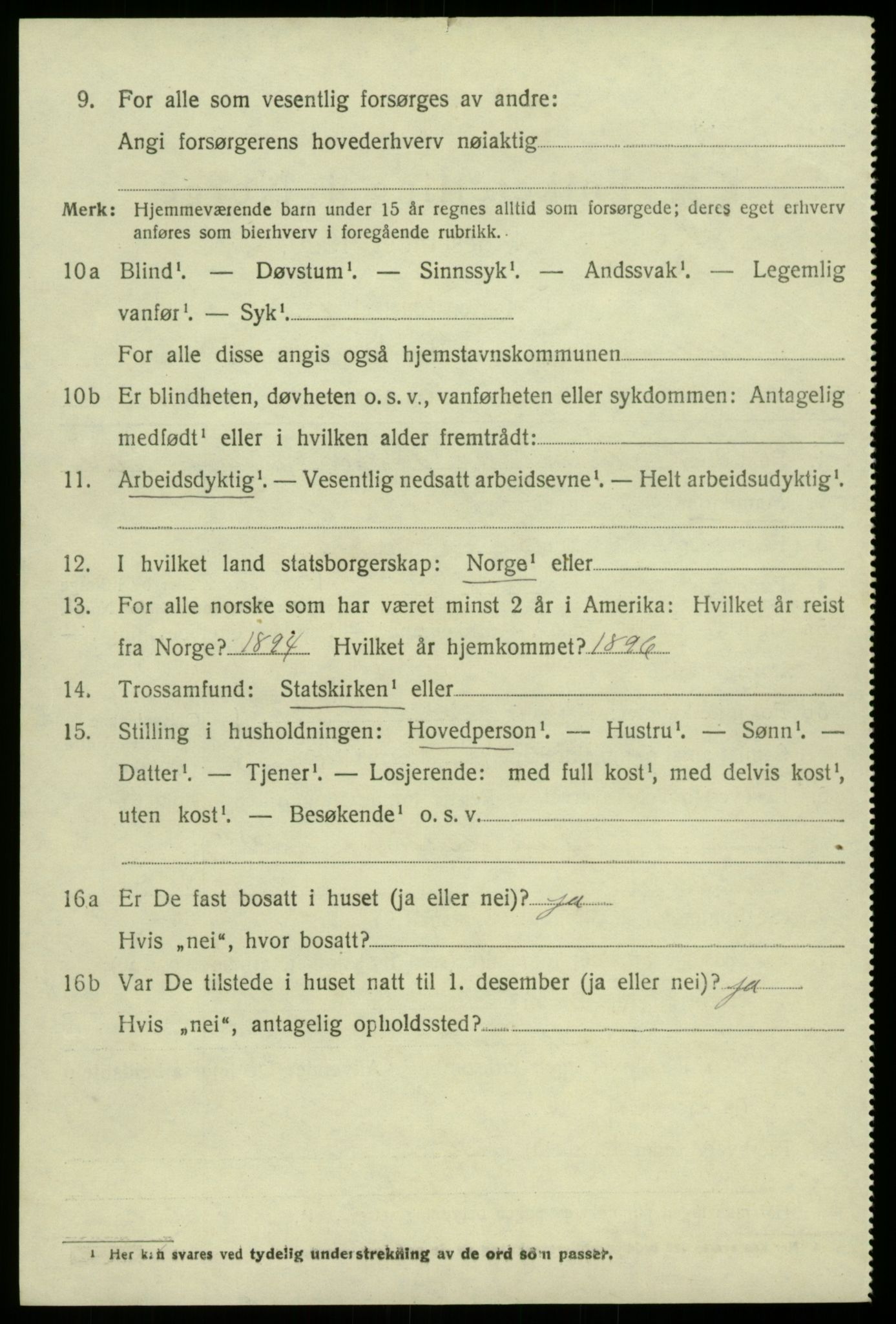 SAB, 1920 census for Ullensvang, 1920, p. 1999