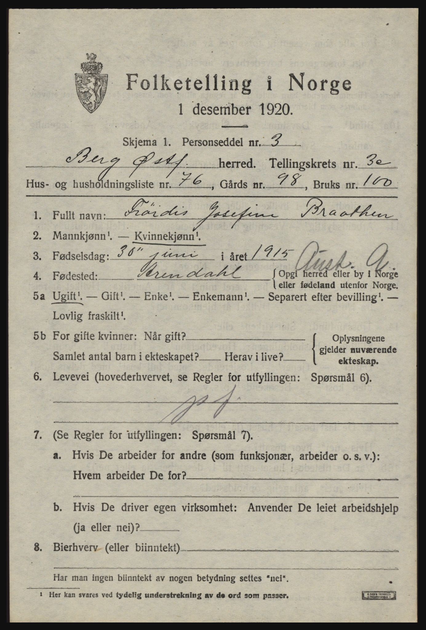 SAO, 1920 census for Berg, 1920, p. 8121