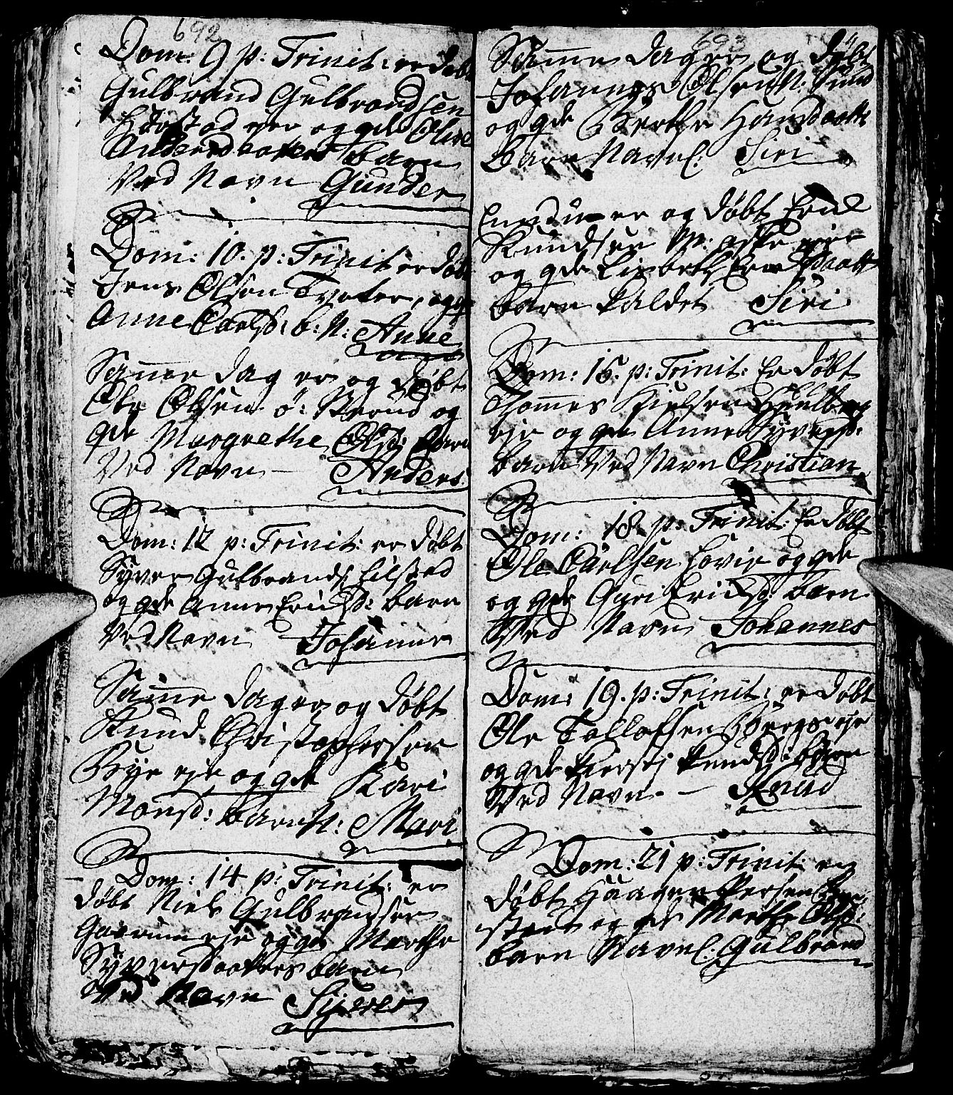 Nes prestekontor, Hedmark, AV/SAH-PREST-020/L/La/L0001: Parish register (copy) no. 1, 1663-1784, p. 692-693