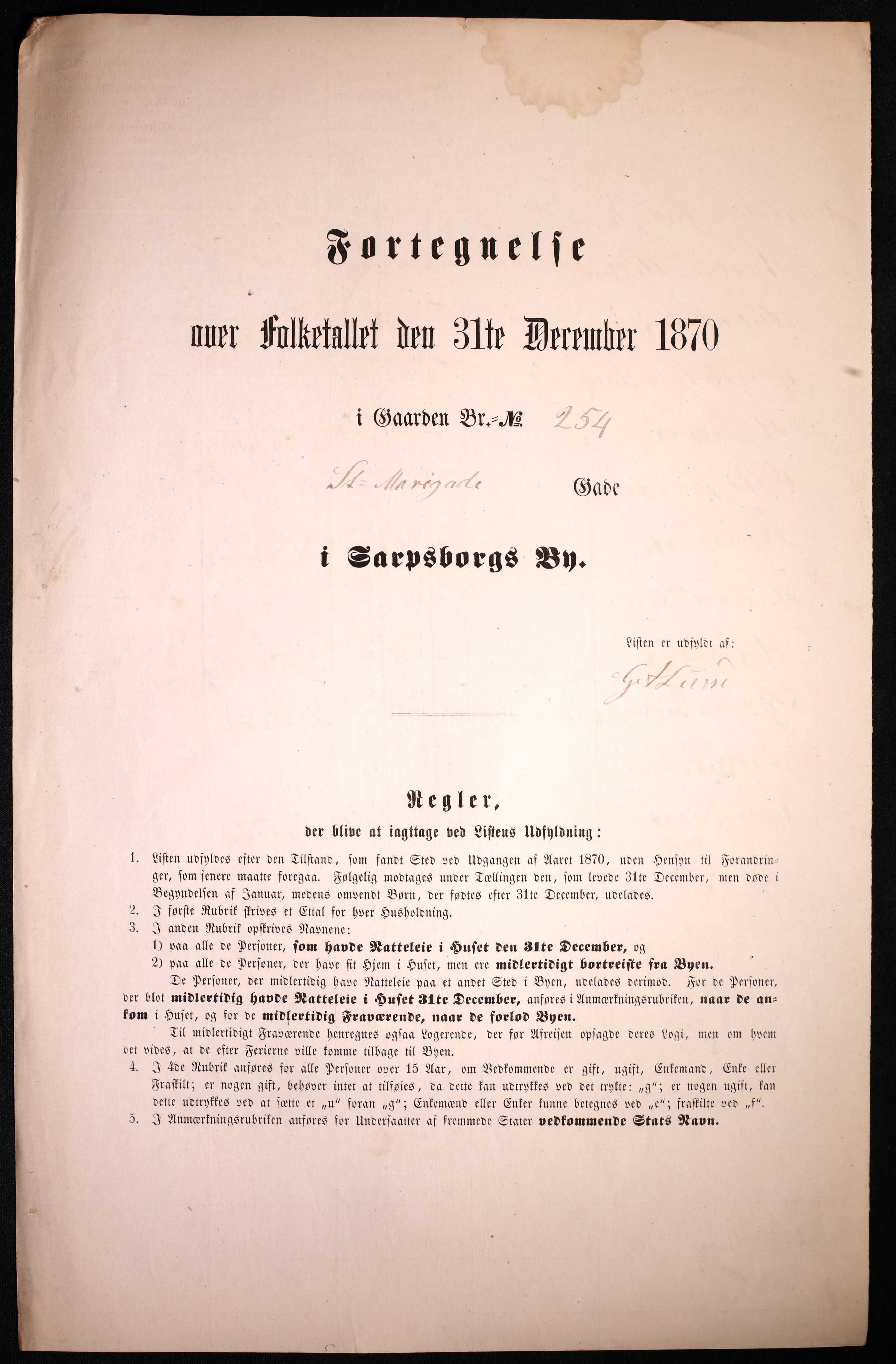 RA, 1870 census for 0102 Sarpsborg, 1870, p. 109