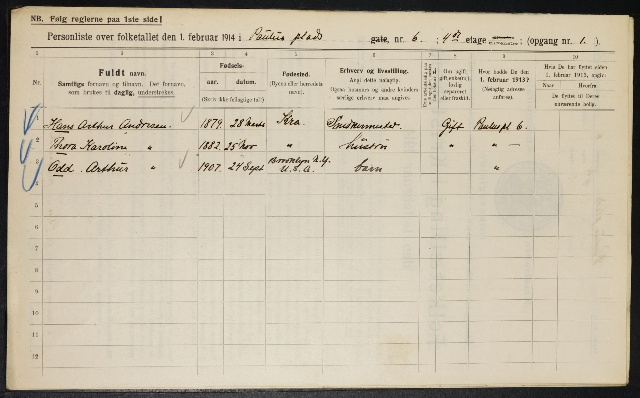 OBA, Municipal Census 1914 for Kristiania, 1914, p. 78793