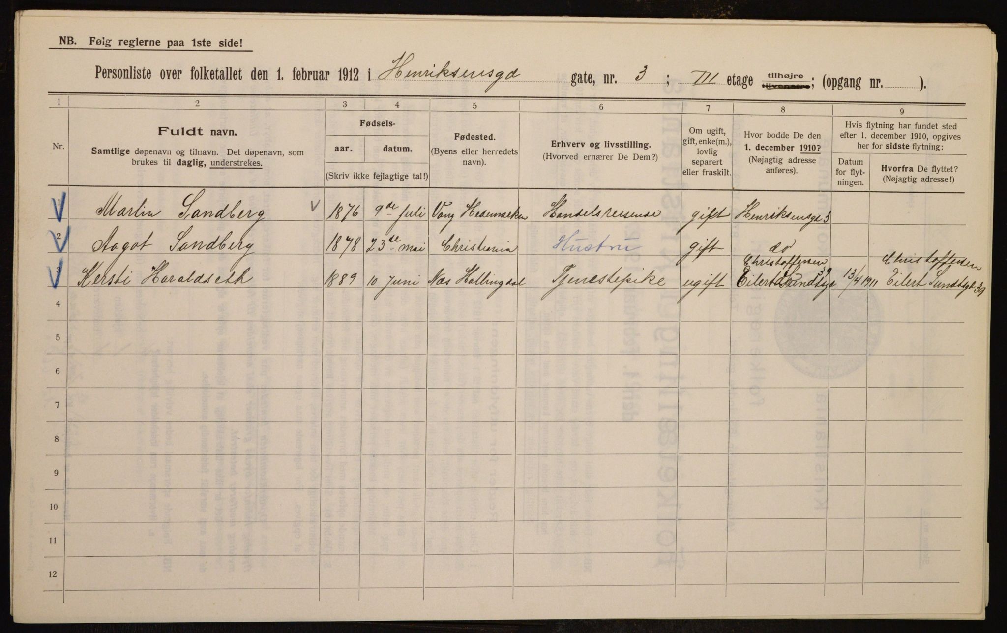 OBA, Municipal Census 1912 for Kristiania, 1912, p. 38891