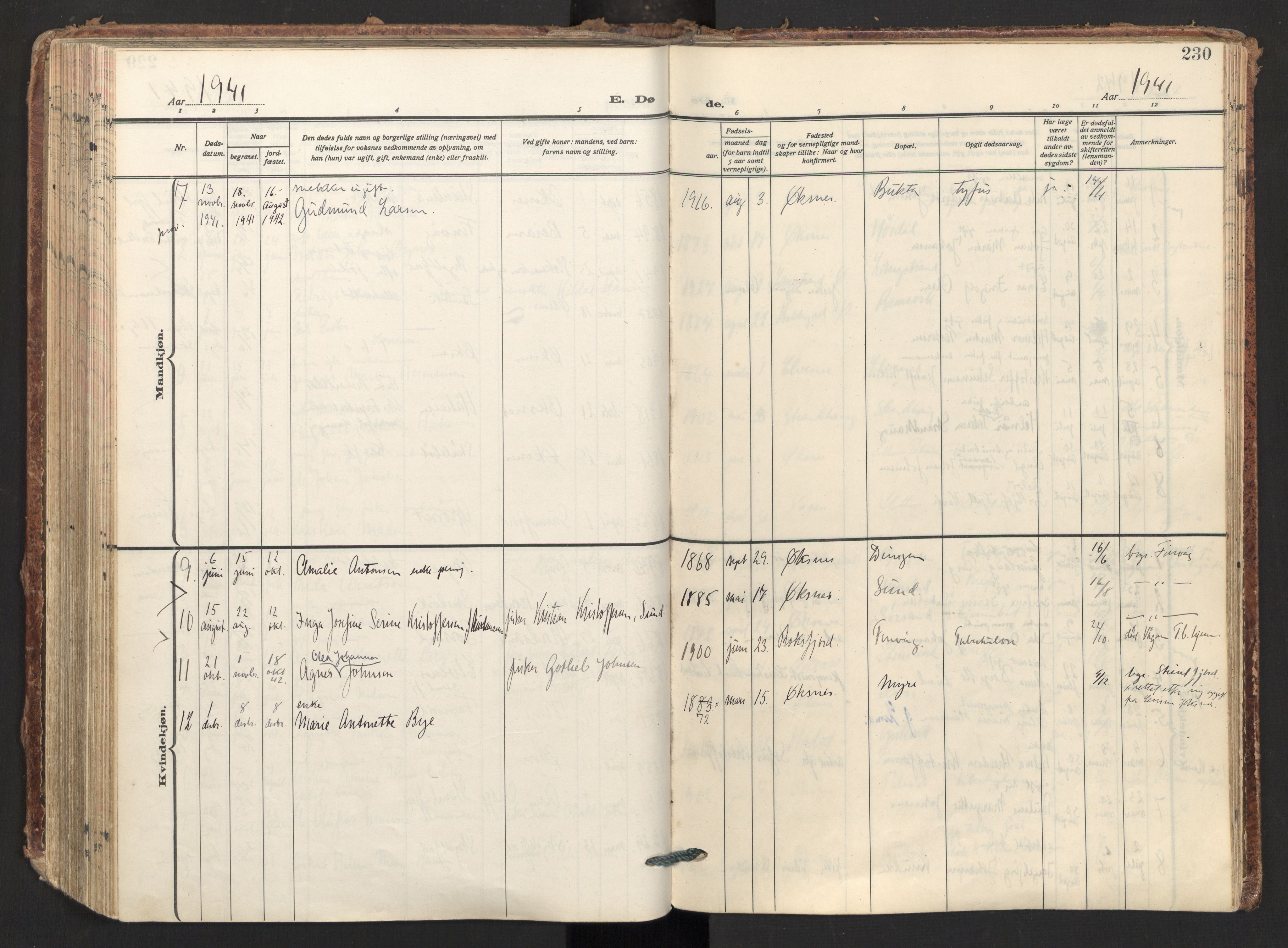 Ministerialprotokoller, klokkerbøker og fødselsregistre - Nordland, AV/SAT-A-1459/893/L1344: Parish register (official) no. 893A16, 1929-1946, p. 230