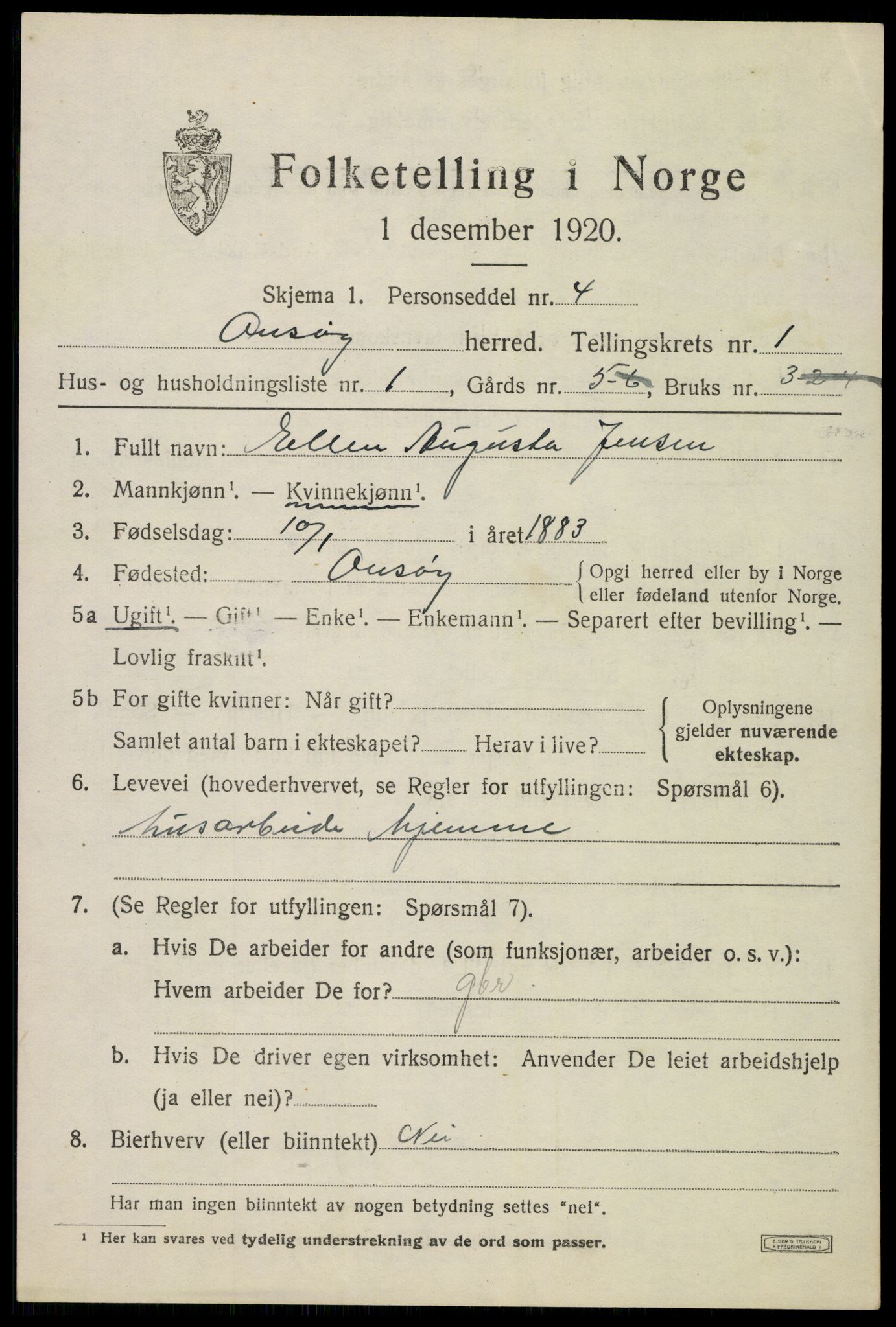 SAO, 1920 census for Onsøy, 1920, p. 2948