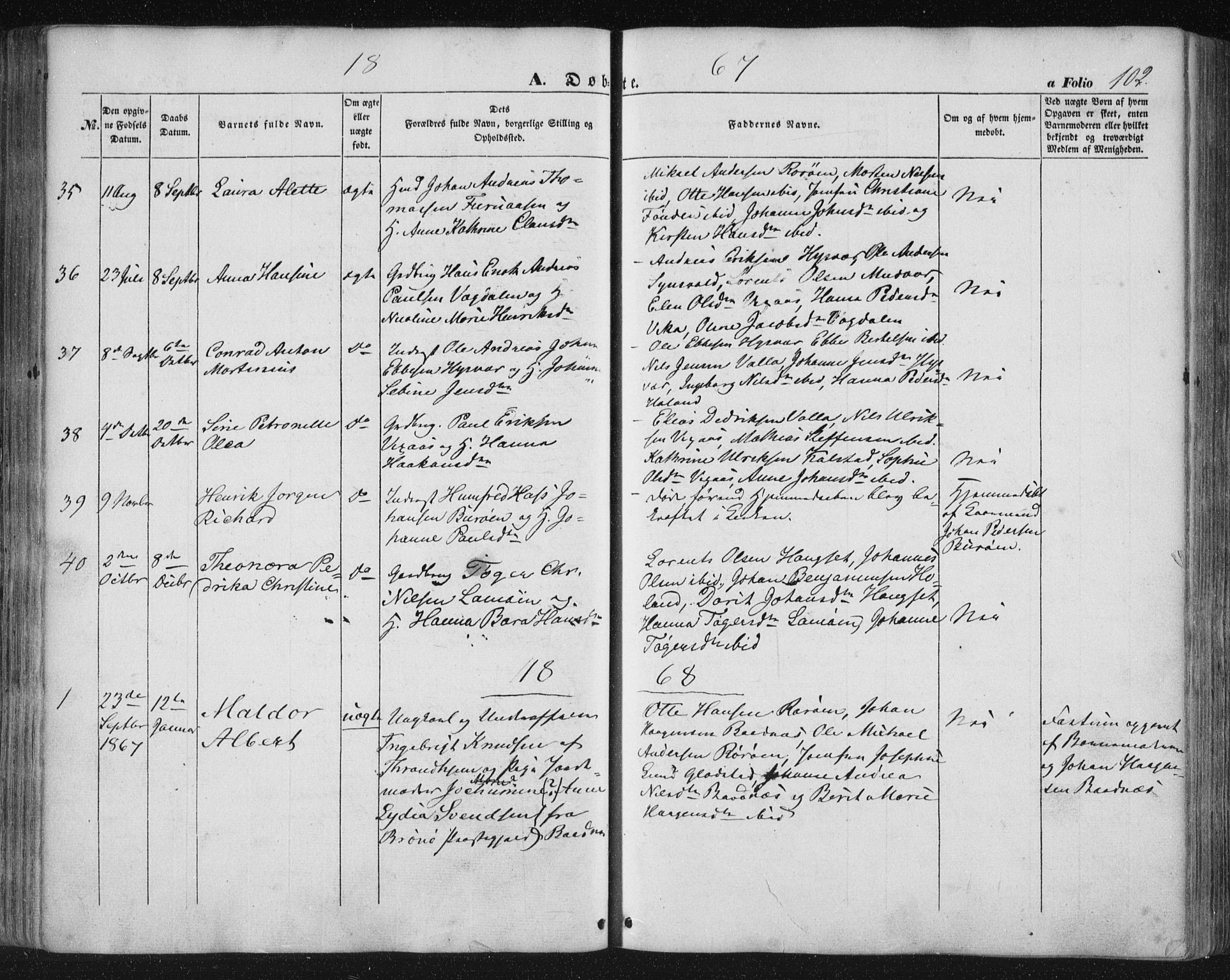 Ministerialprotokoller, klokkerbøker og fødselsregistre - Nordland, AV/SAT-A-1459/816/L0240: Parish register (official) no. 816A06, 1846-1870, p. 102