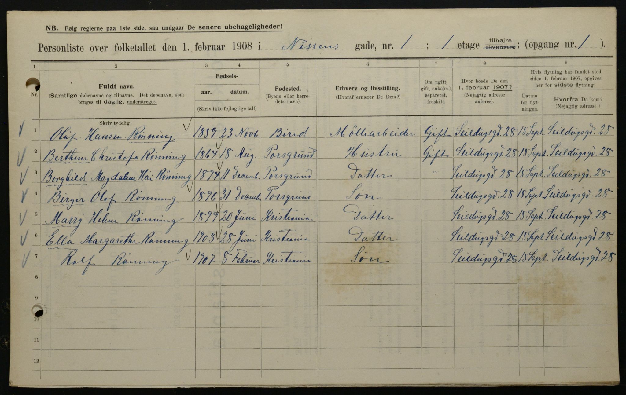 OBA, Municipal Census 1908 for Kristiania, 1908, p. 63816