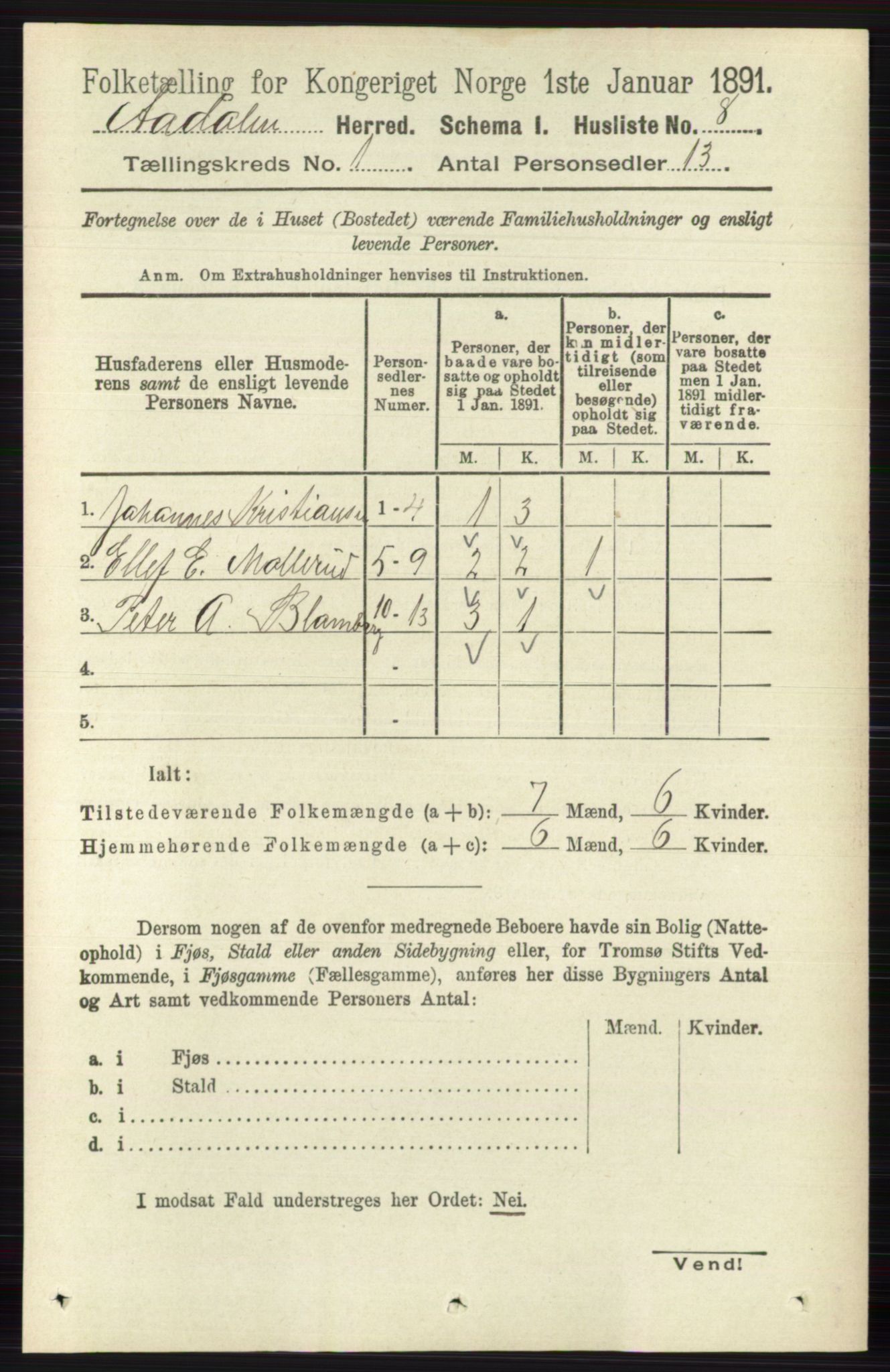 RA, 1891 census for 0614 Ådal, 1891, p. 32