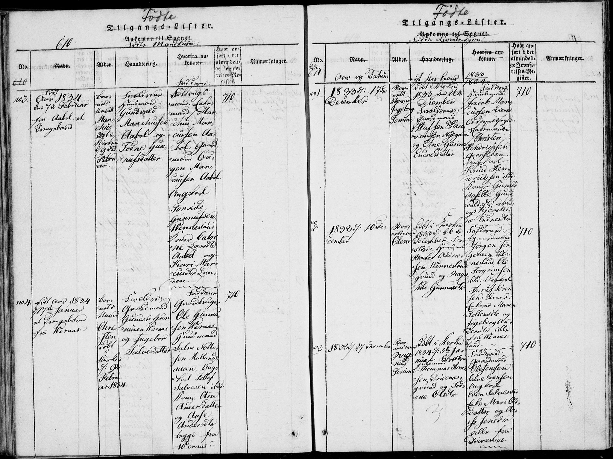Vennesla sokneprestkontor, SAK/1111-0045/Fa/Fab/L0003: Parish register (official) no. A 3, 1820-1834, p. 610-611
