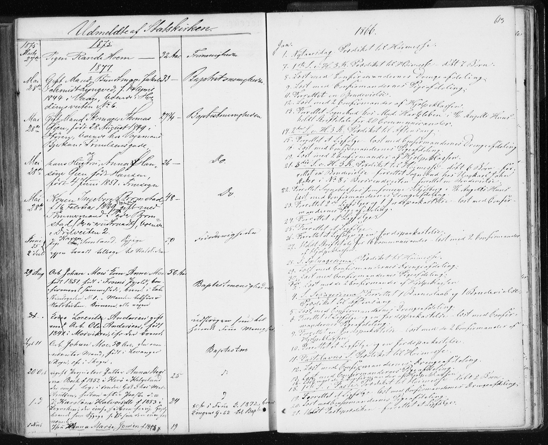 Ministerialprotokoller, klokkerbøker og fødselsregistre - Sør-Trøndelag, SAT/A-1456/601/L0055: Parish register (official) no. 601A23, 1866-1877, p. 613