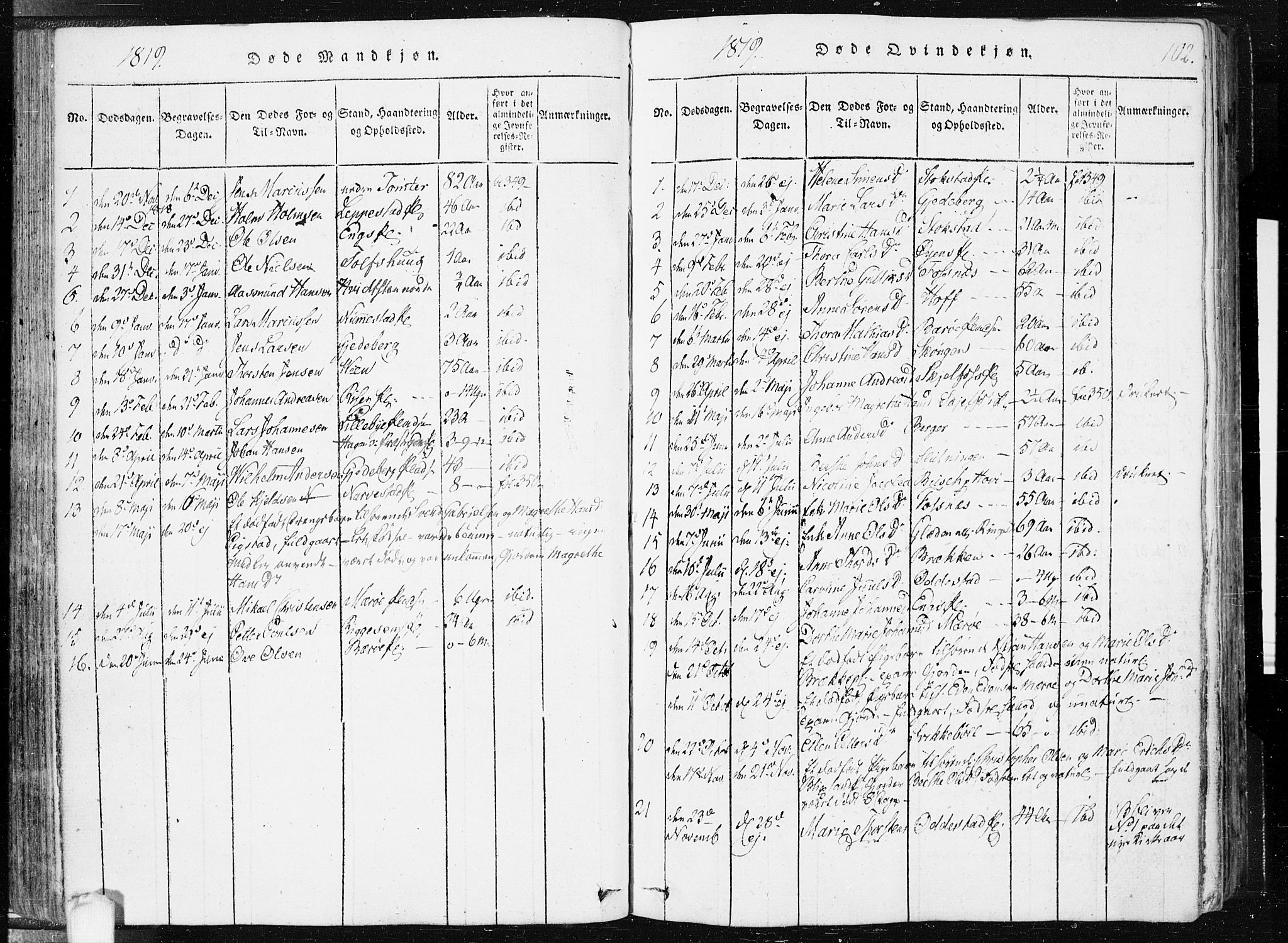 Hobøl prestekontor Kirkebøker, AV/SAO-A-2002/F/Fa/L0002: Parish register (official) no. I 2, 1814-1841, p. 102