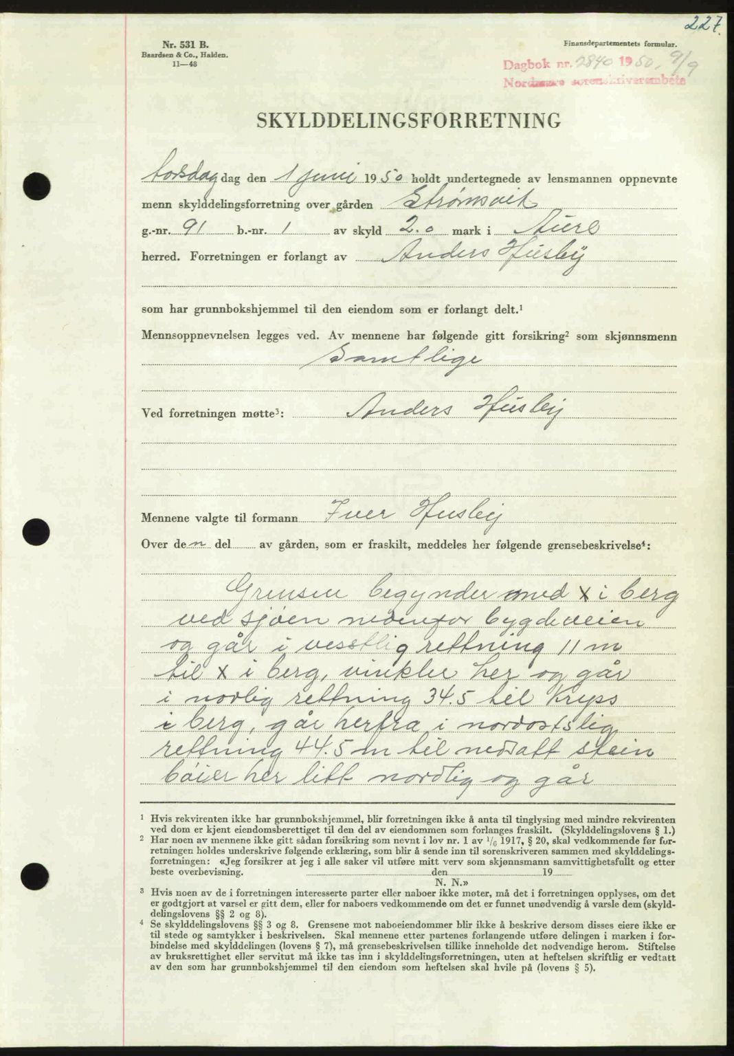 Nordmøre sorenskriveri, AV/SAT-A-4132/1/2/2Ca: Mortgage book no. A116, 1950-1950, Diary no: : 2840/1950