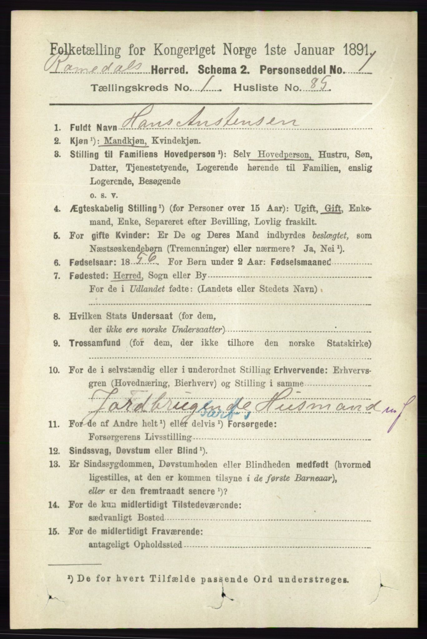 RA, 1891 census for 0416 Romedal, 1891, p. 763