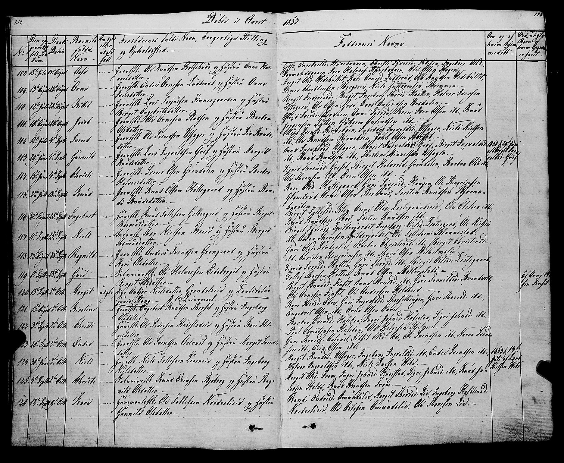 Gol kirkebøker, SAKO/A-226/F/Fa/L0002: Parish register (official) no. I 2, 1837-1863, p. 152-153