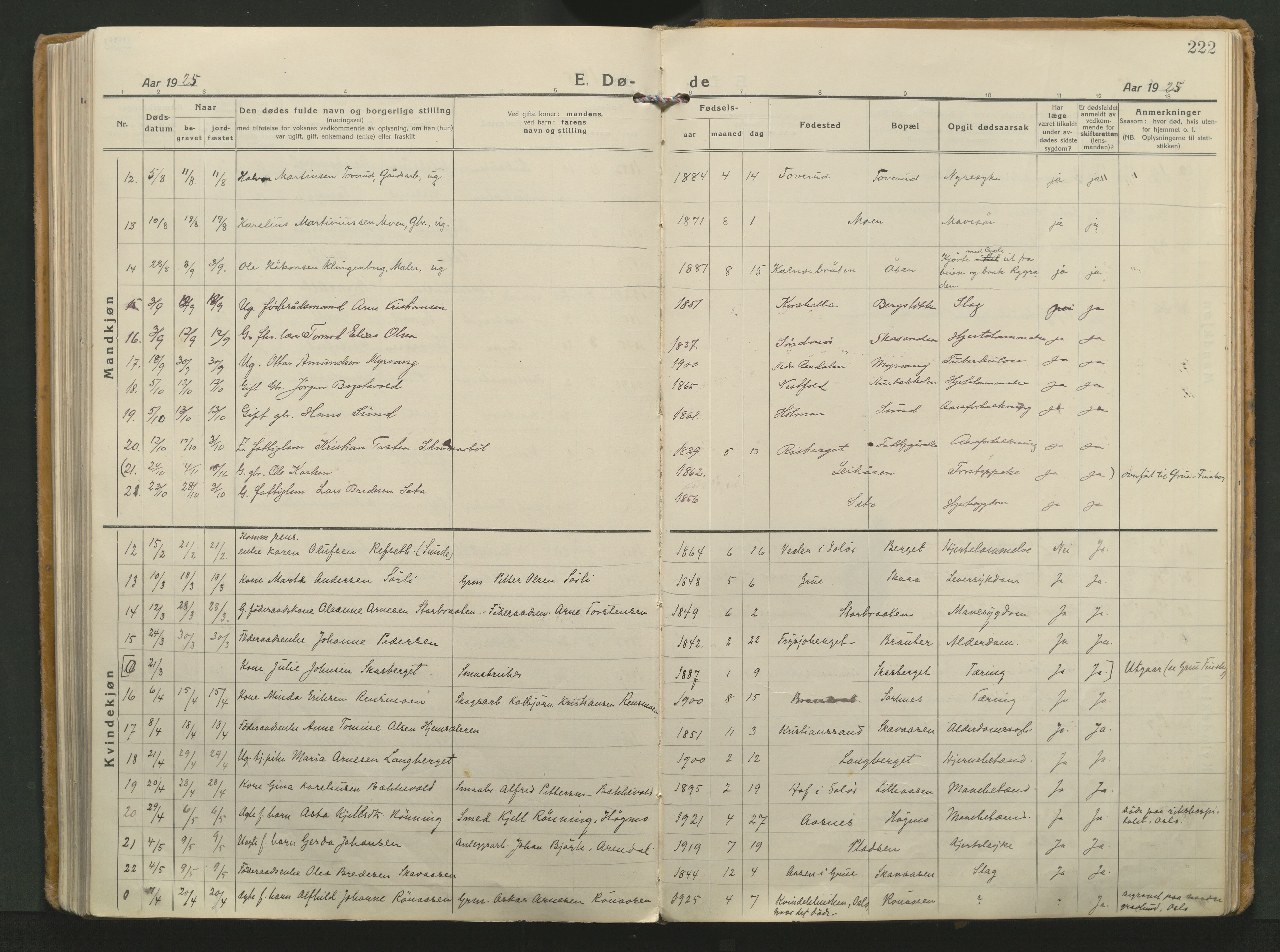 Grue prestekontor, SAH/PREST-036/H/Ha/Haa/L0018: Parish register (official) no. 18, 1923-1940, p. 222