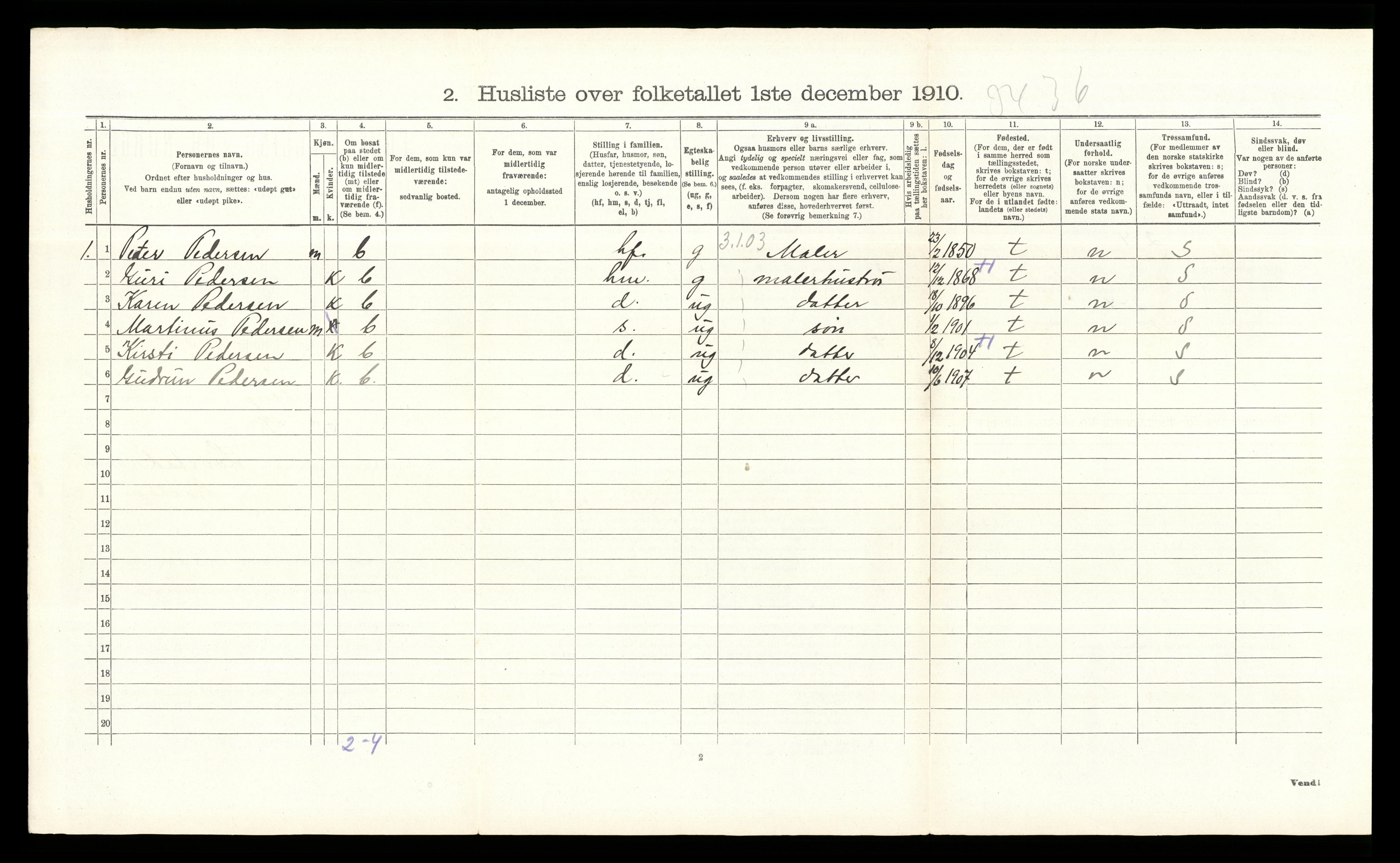 RA, 1910 census for Stange, 1910, p. 1193