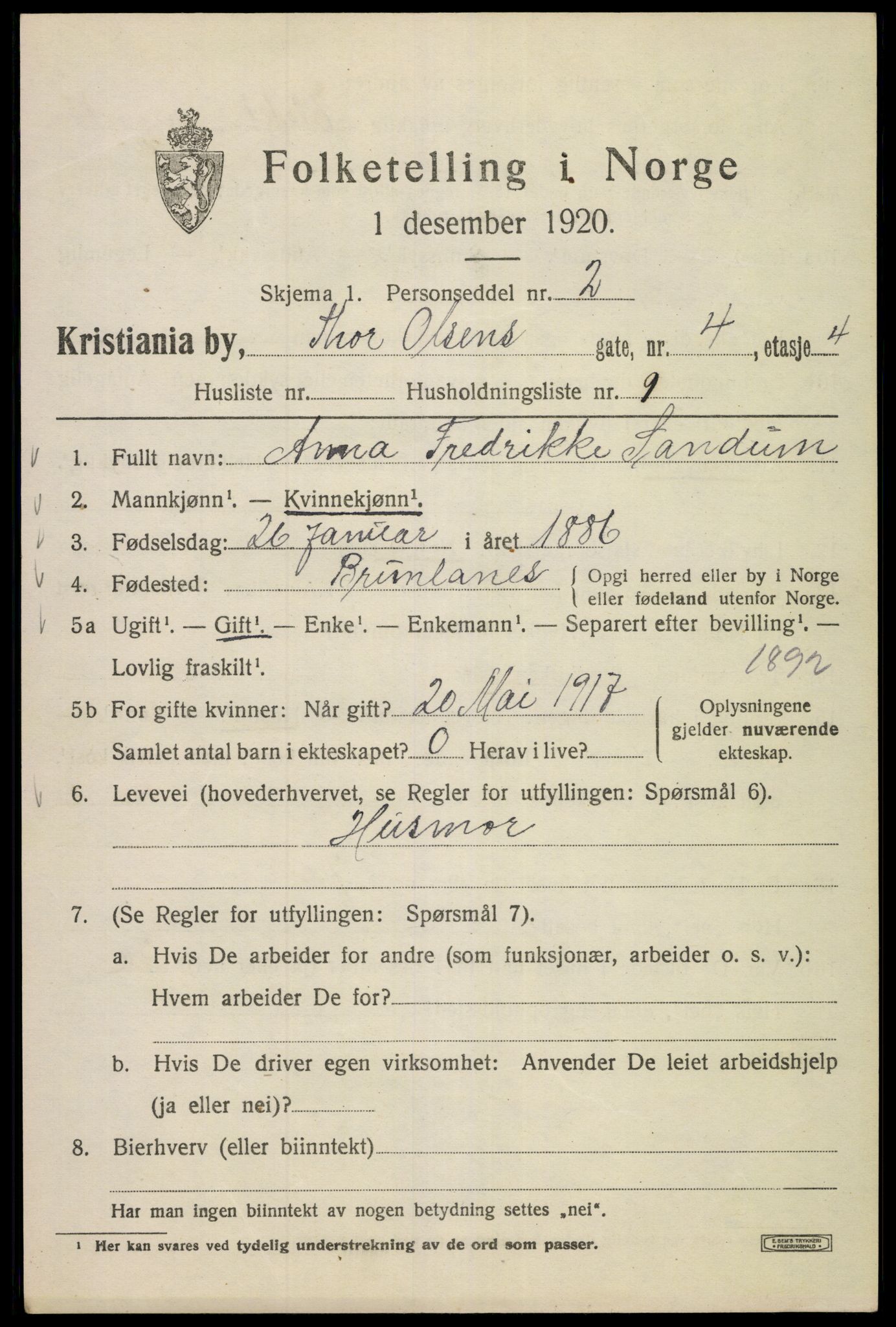 SAO, 1920 census for Kristiania, 1920, p. 573441