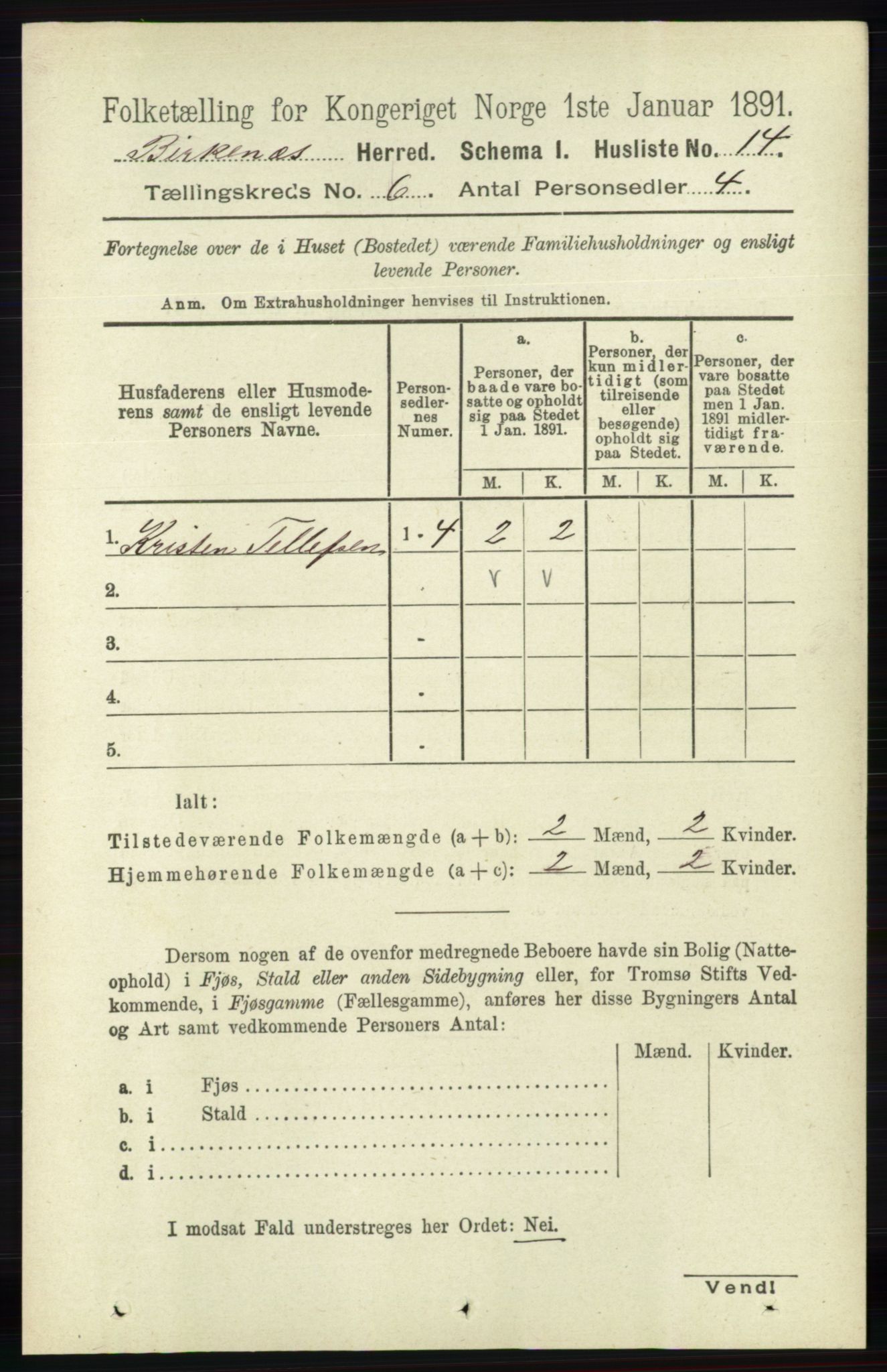 RA, 1891 Census for 0928 Birkenes, 1891, p. 1779