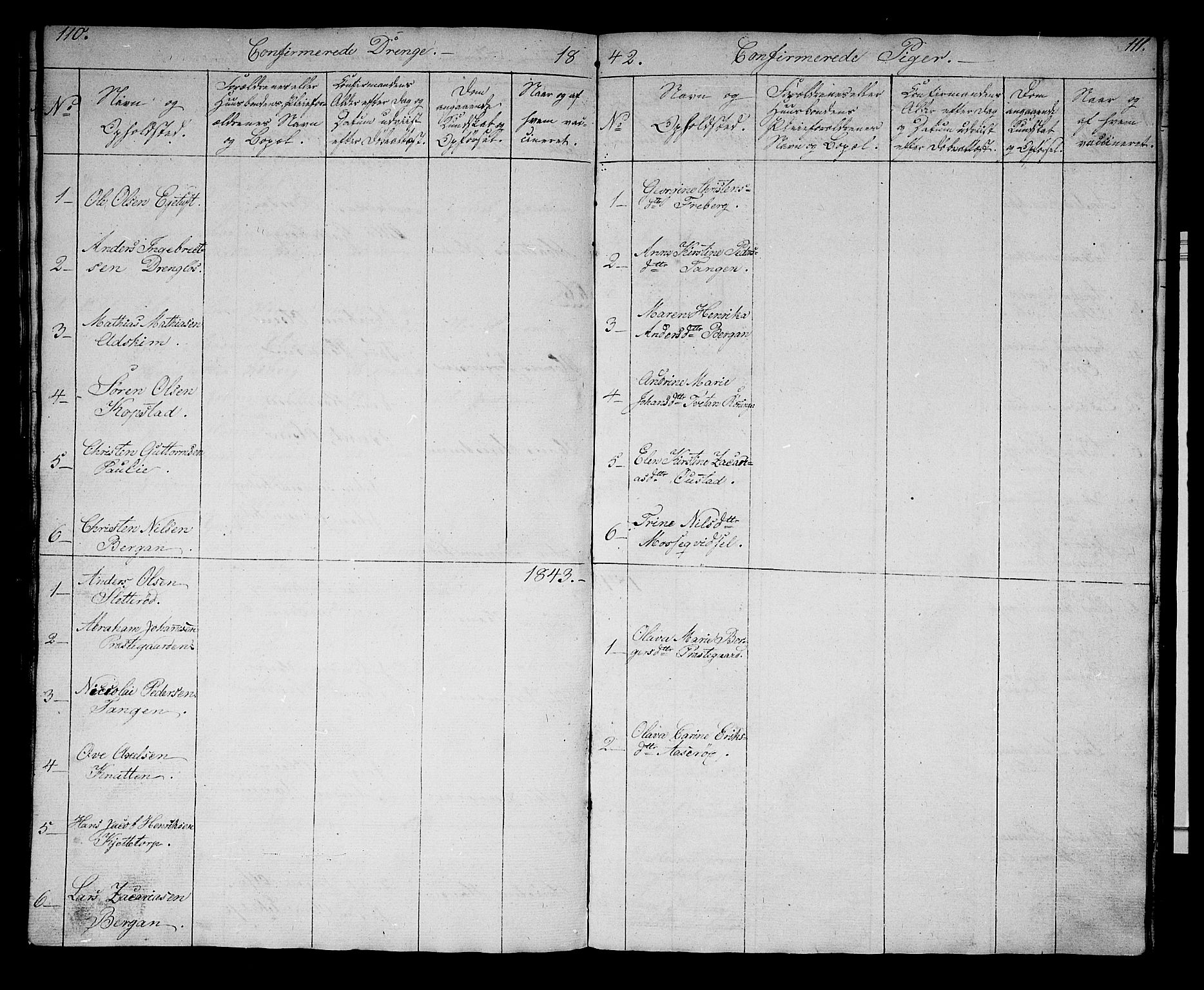 Borre kirkebøker, SAKO/A-338/G/Gb/L0001: Parish register (copy) no. II 1, 1842-1877, p. 110-111