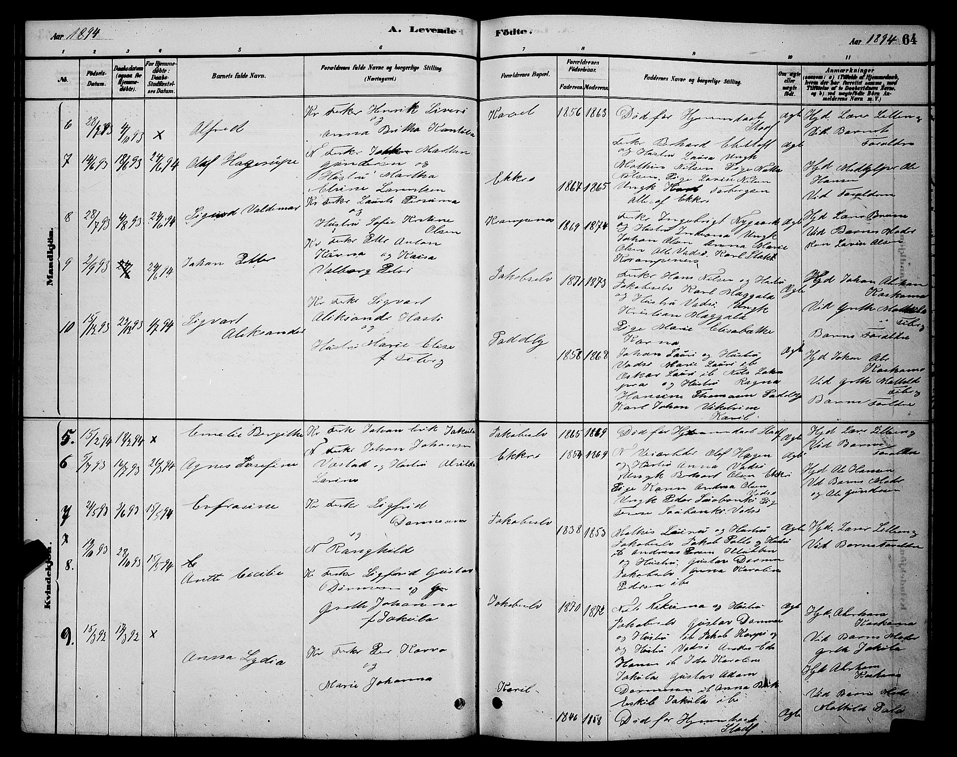 Vadsø sokneprestkontor, SATØ/S-1325/H/Hb/L0003klokker: Parish register (copy) no. 3, 1881-1901, p. 64
