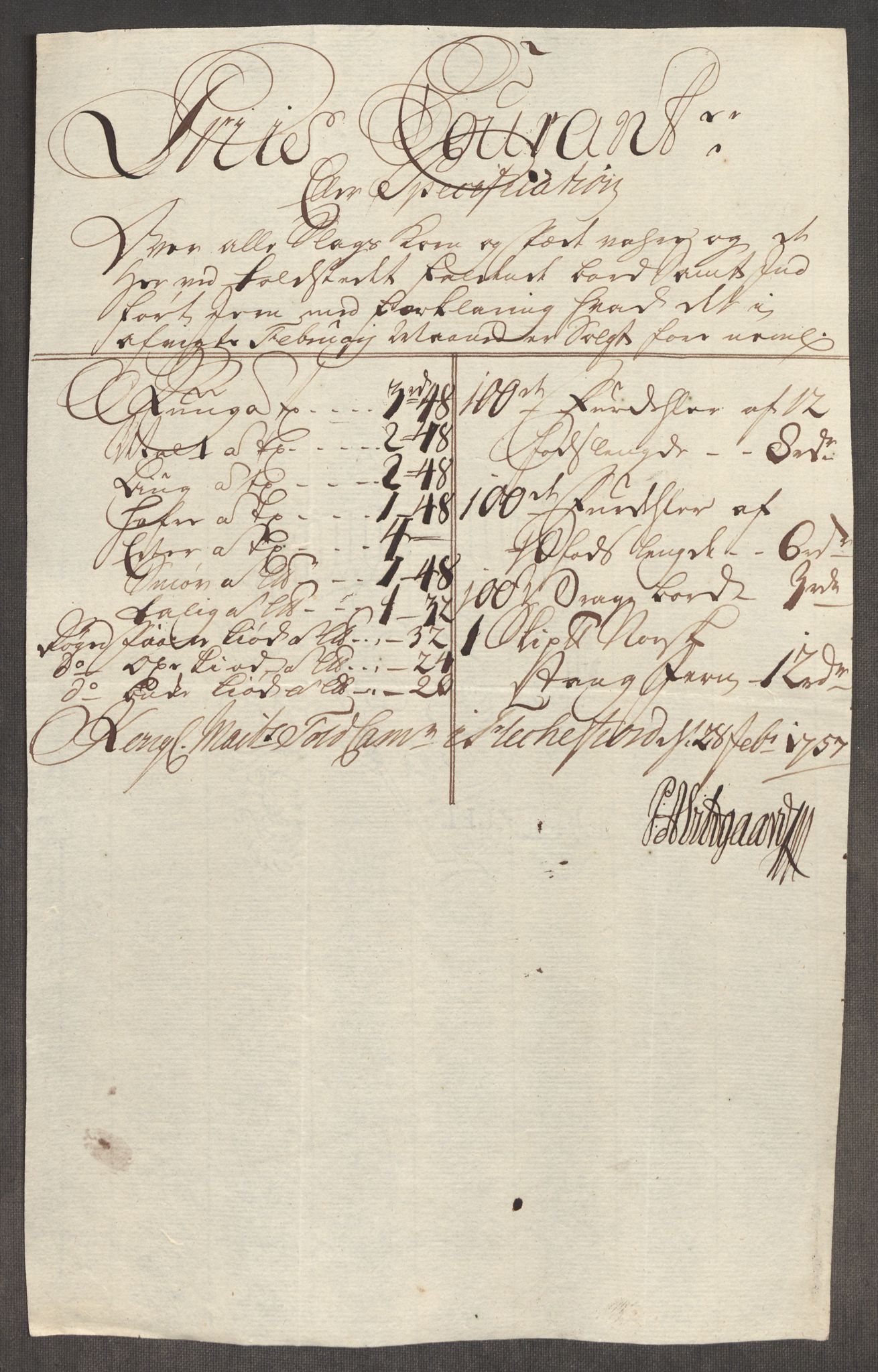 Rentekammeret inntil 1814, Realistisk ordnet avdeling, RA/EA-4070/Oe/L0005: [Ø1]: Priskuranter, 1753-1757, p. 939