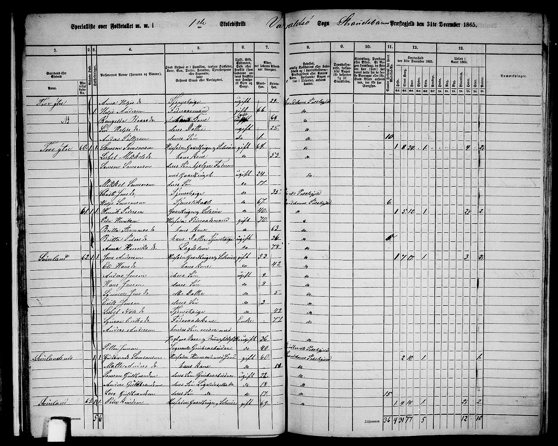 RA, 1865 census for Strandebarm, 1865, p. 19