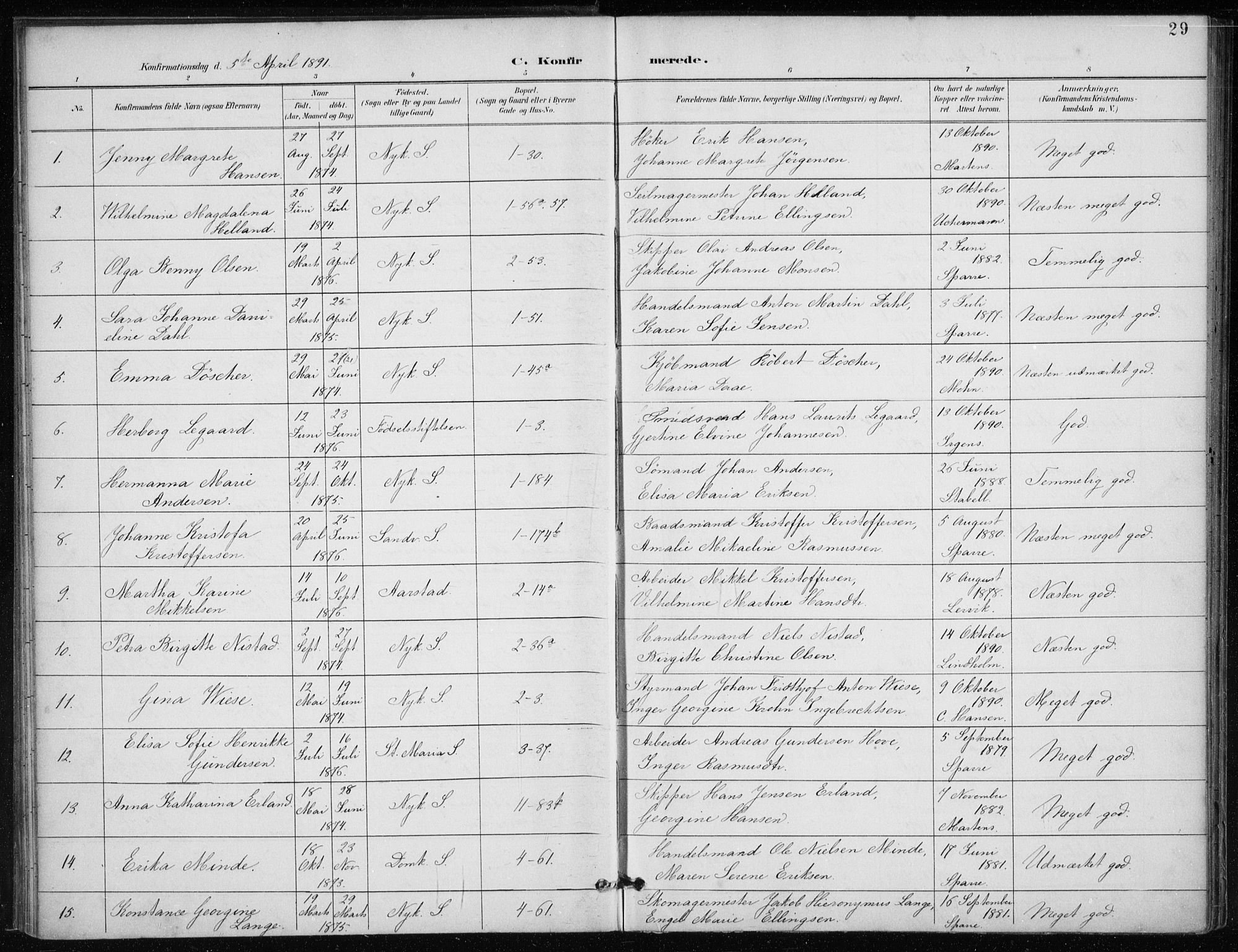 Nykirken Sokneprestembete, AV/SAB-A-77101/H/Haa/L0028: Parish register (official) no. C 7, 1887-1913, p. 29