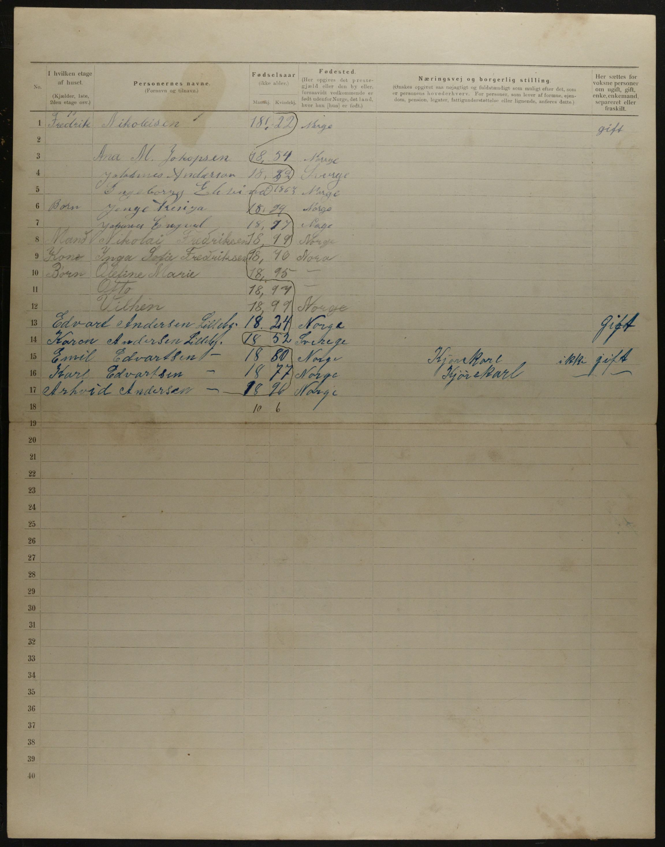 OBA, Municipal Census 1901 for Kristiania, 1901, p. 17735