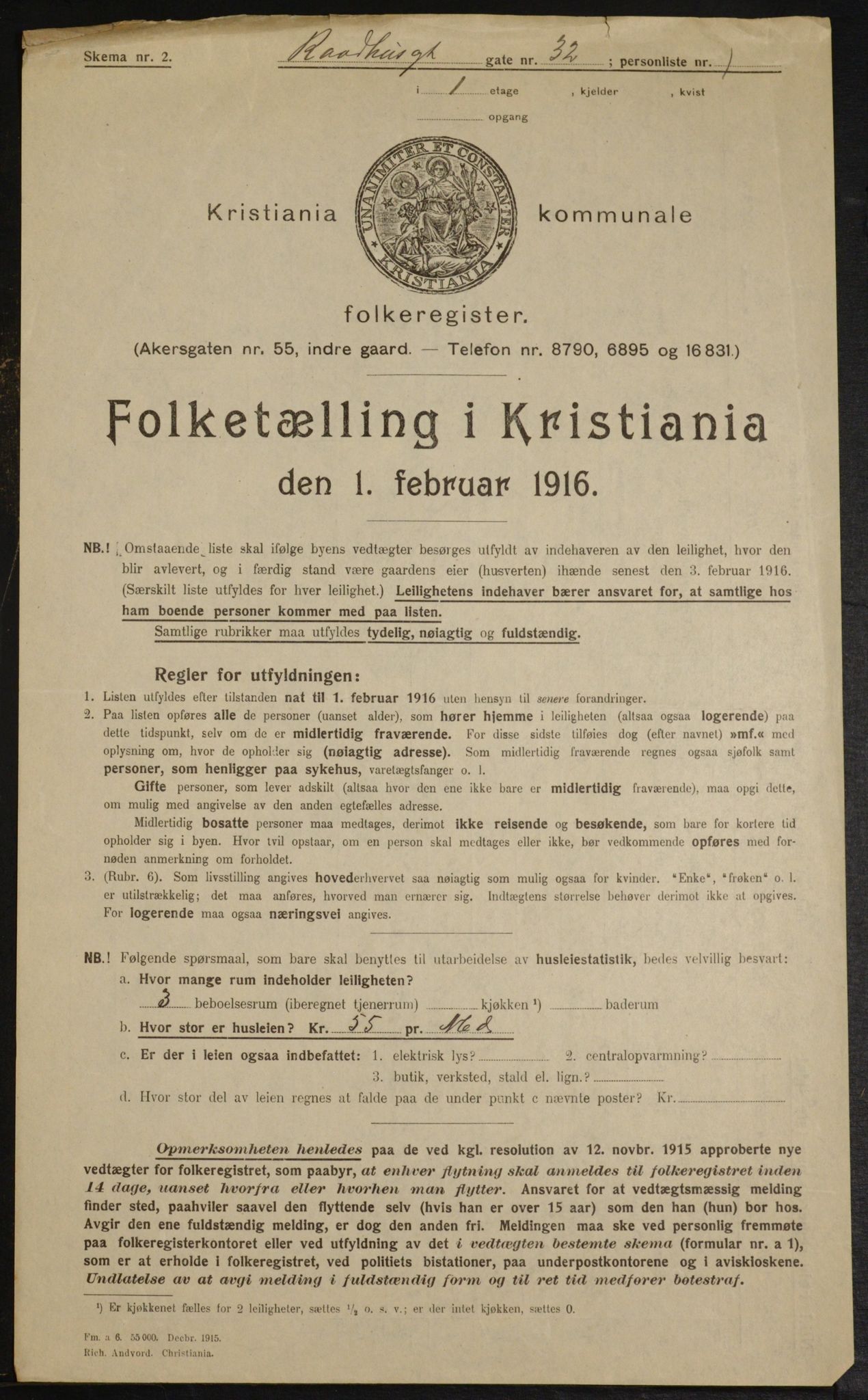 OBA, Municipal Census 1916 for Kristiania, 1916, p. 88643