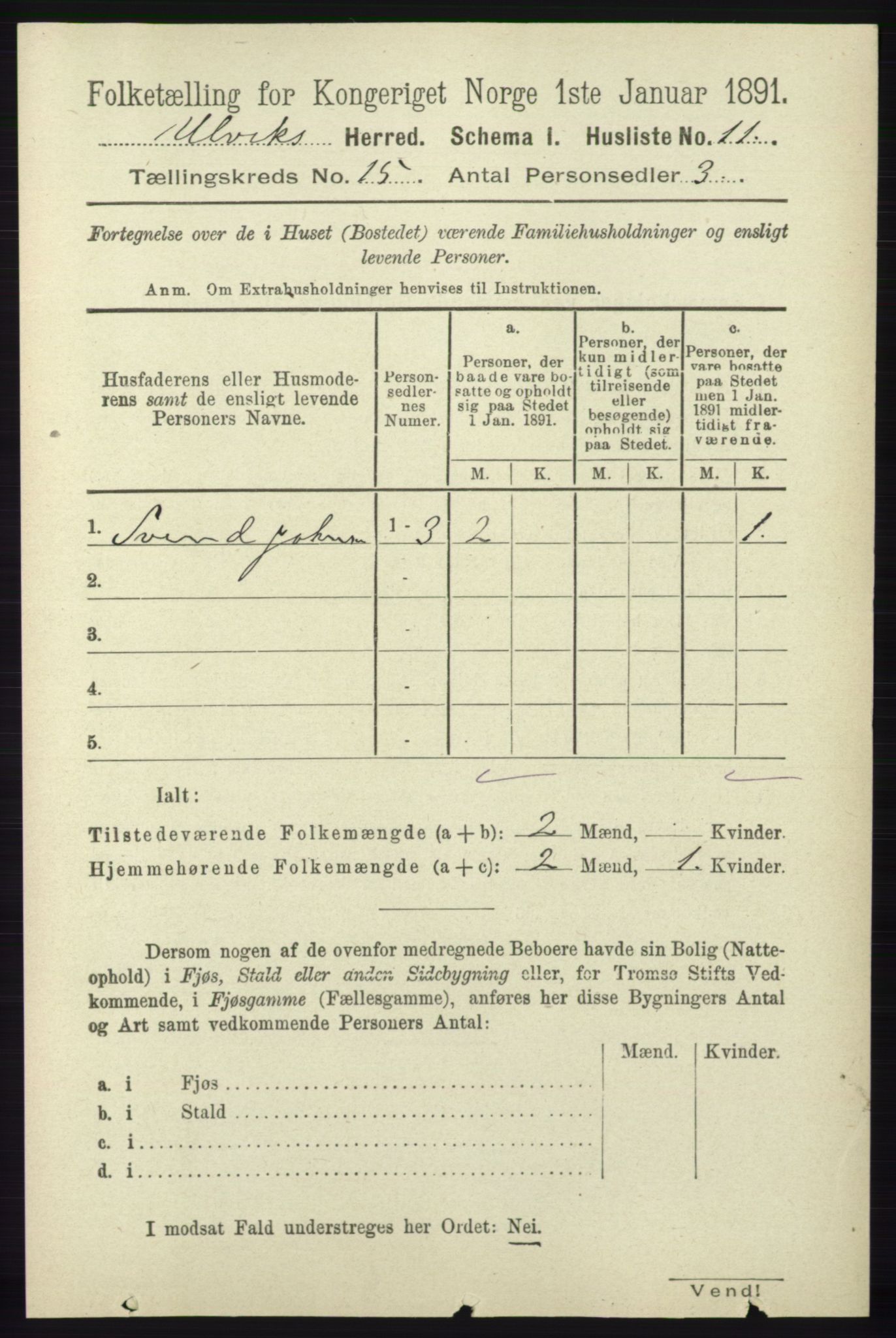 RA, 1891 census for 1233 Ulvik, 1891, p. 4590